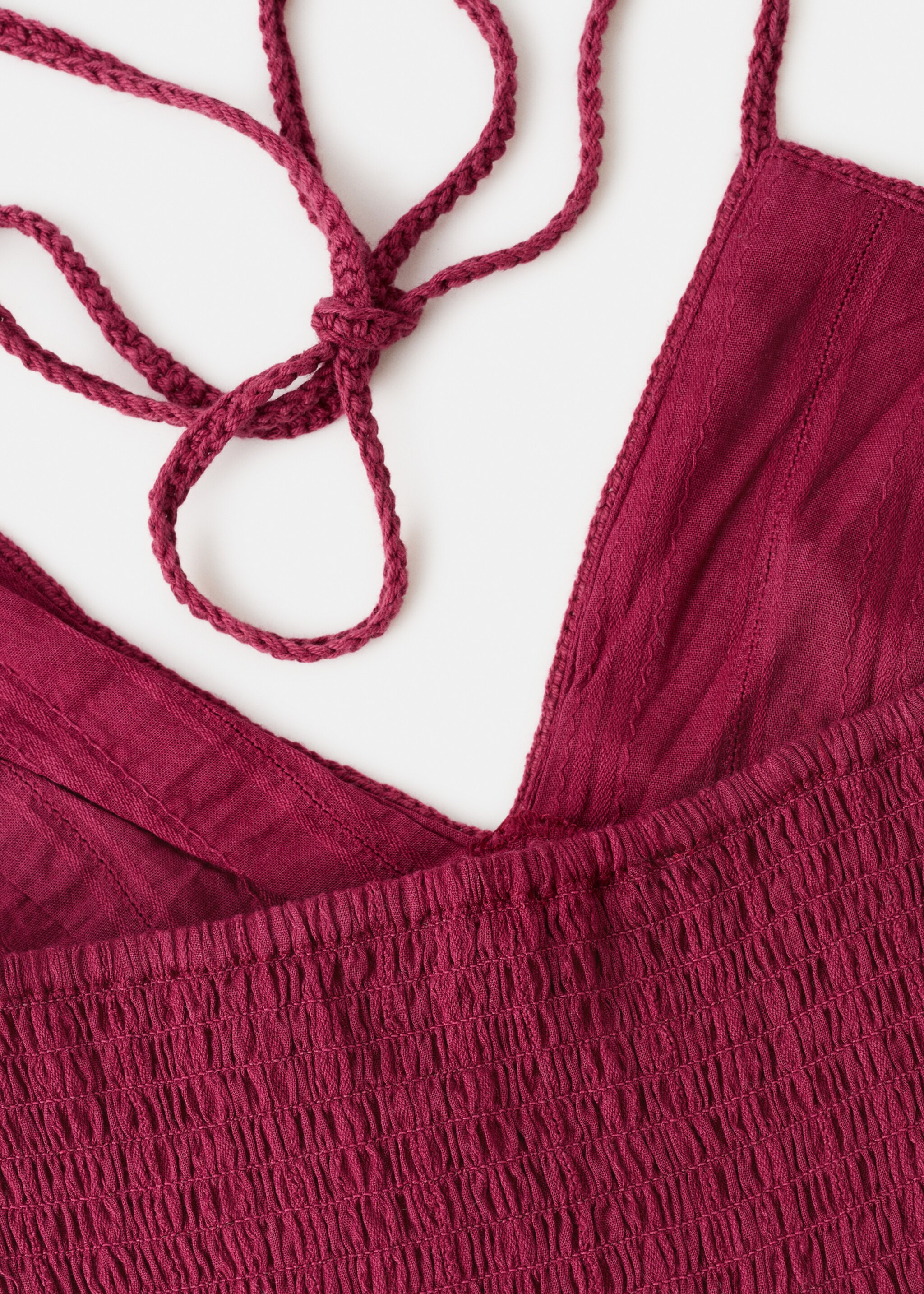 Two-tone crochet top - Details of the article 0, Maroon. Ref: 27046745-00.