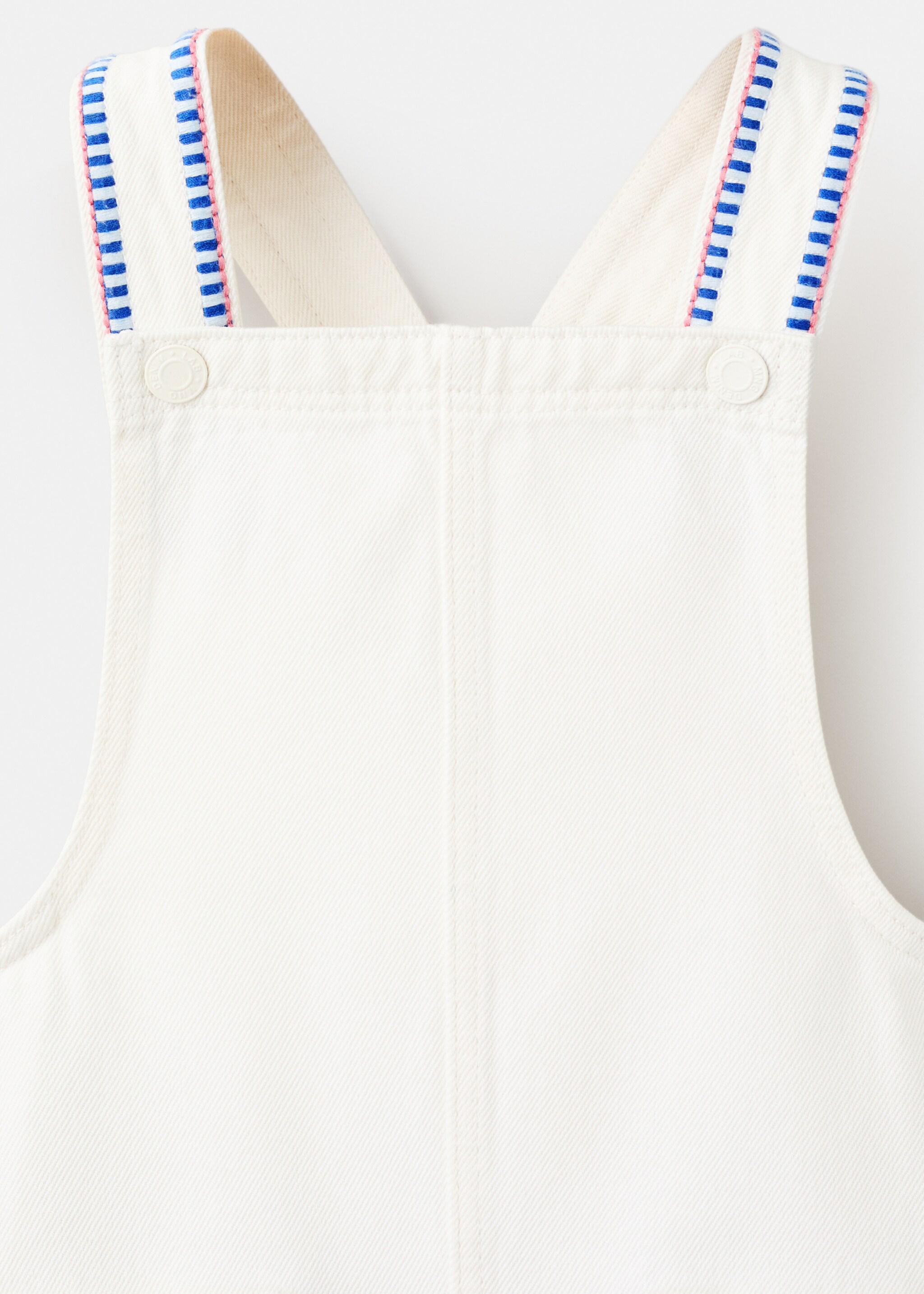 Pinafore with embroidered details - Details of the article 8, White. Ref: 27046746-00.