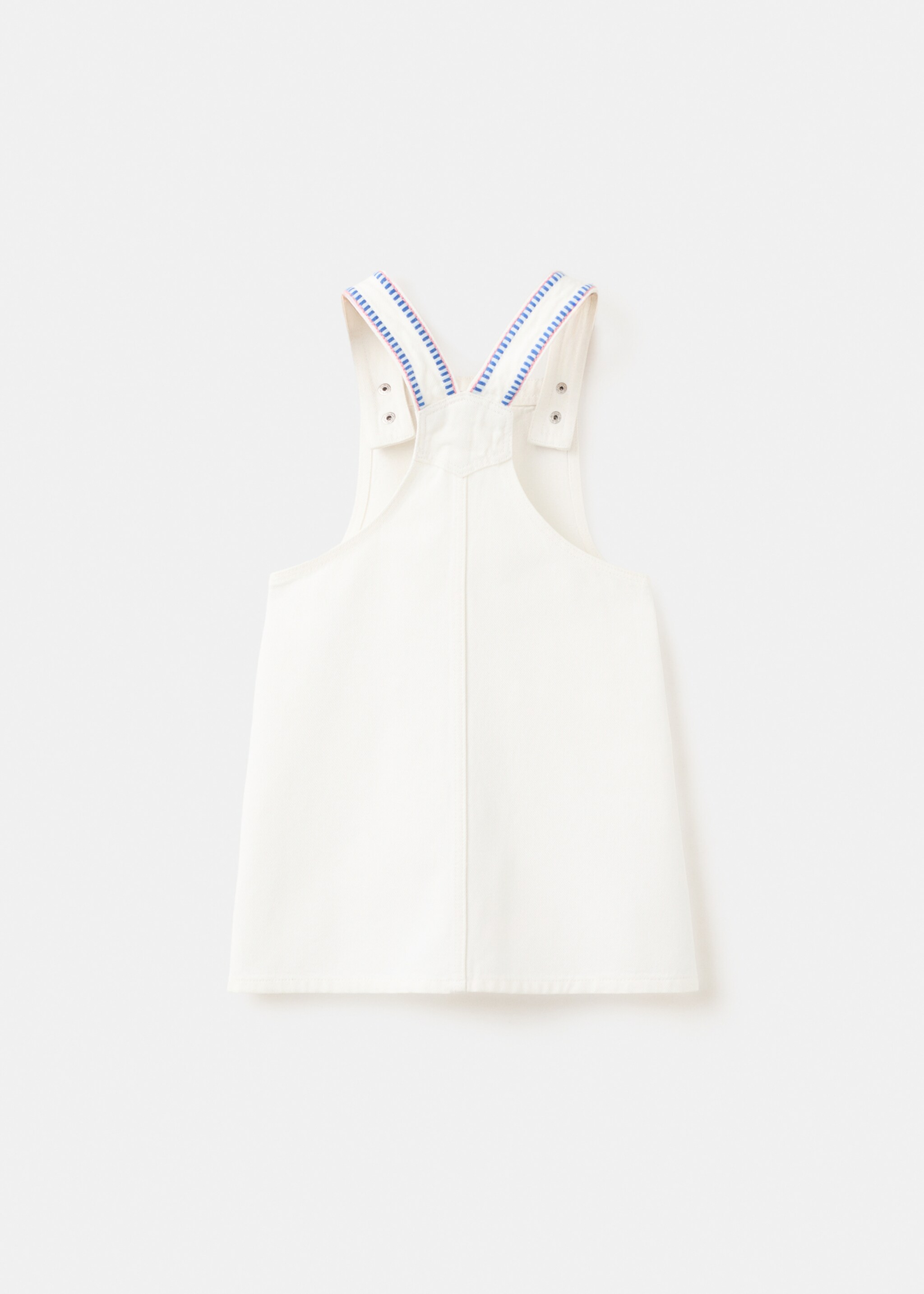 Pinafore with embroidered details - Reverse of the article, White. Ref: 27046746-00.
