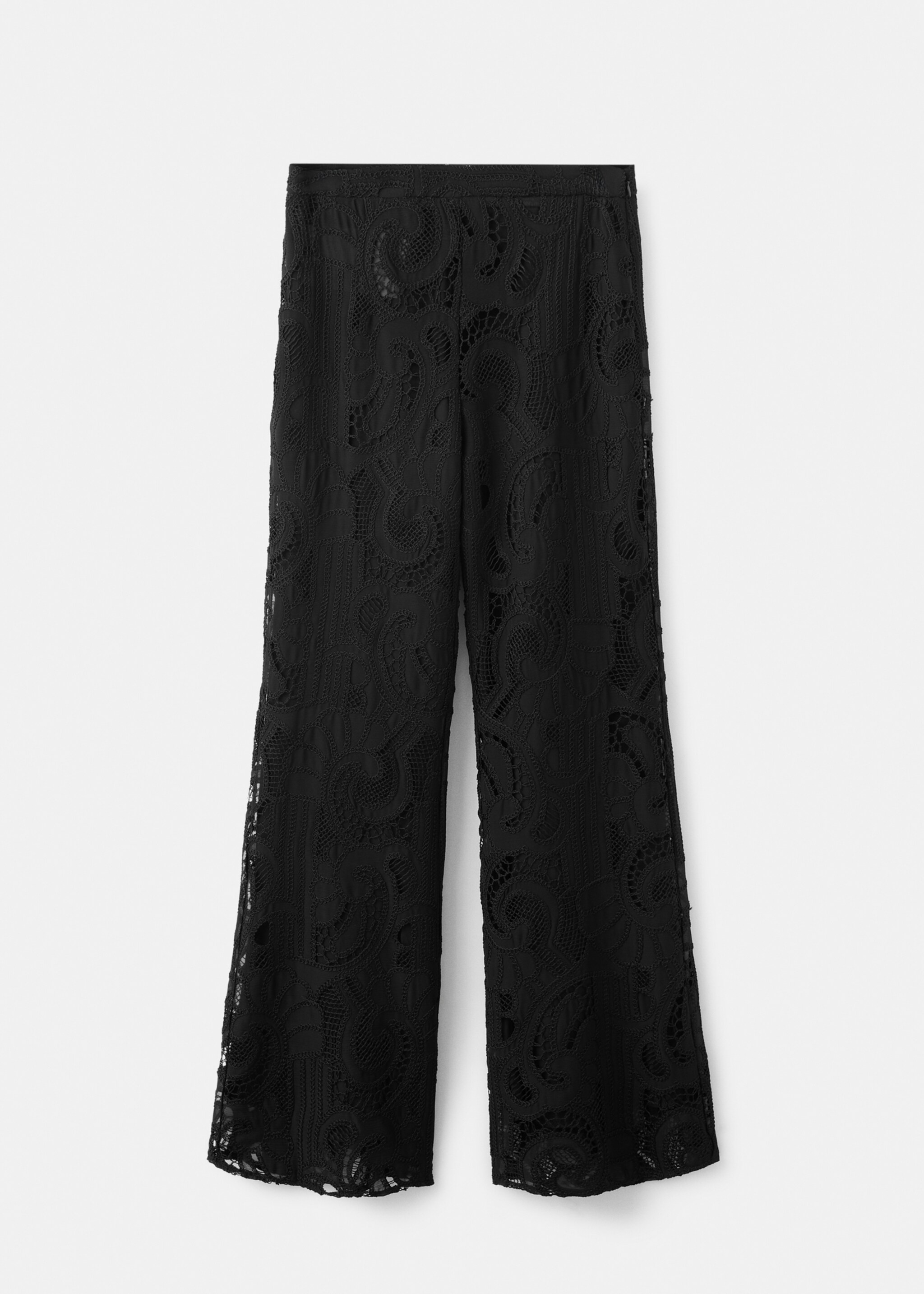 Straight pants with openwork embroidery - Artikkel uten modell, Svart. Ref: 27047136-00.