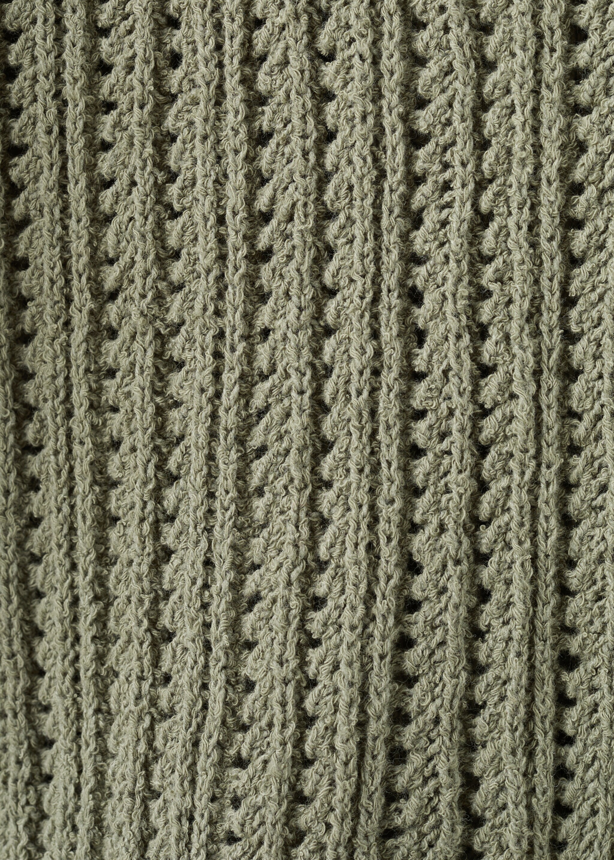 Openwork knitted polo-neck sweater - Details of the article 8, Khaki. Ref: 27047138-00.