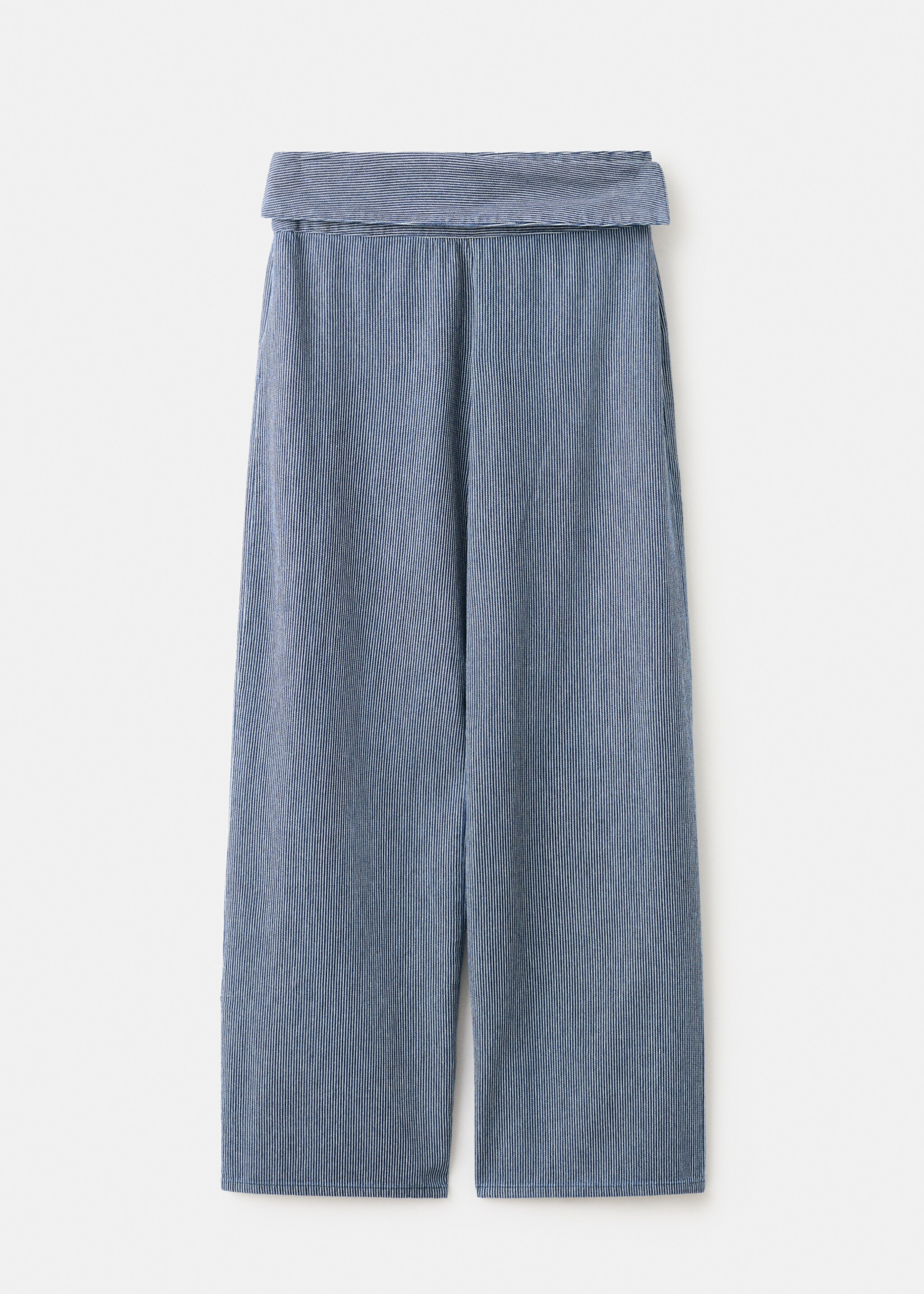 Wide leg striped jeans with turned-up waistband - Article without model, Dark Blue. Ref: 27047139-00.