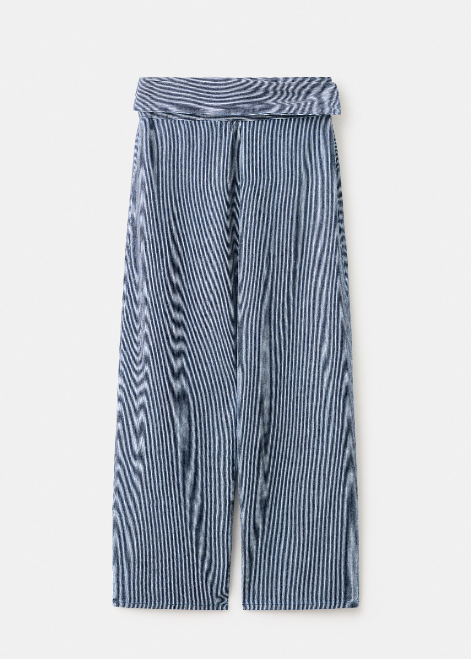 Wide leg striped jeans with turned-up waistband - Article without model