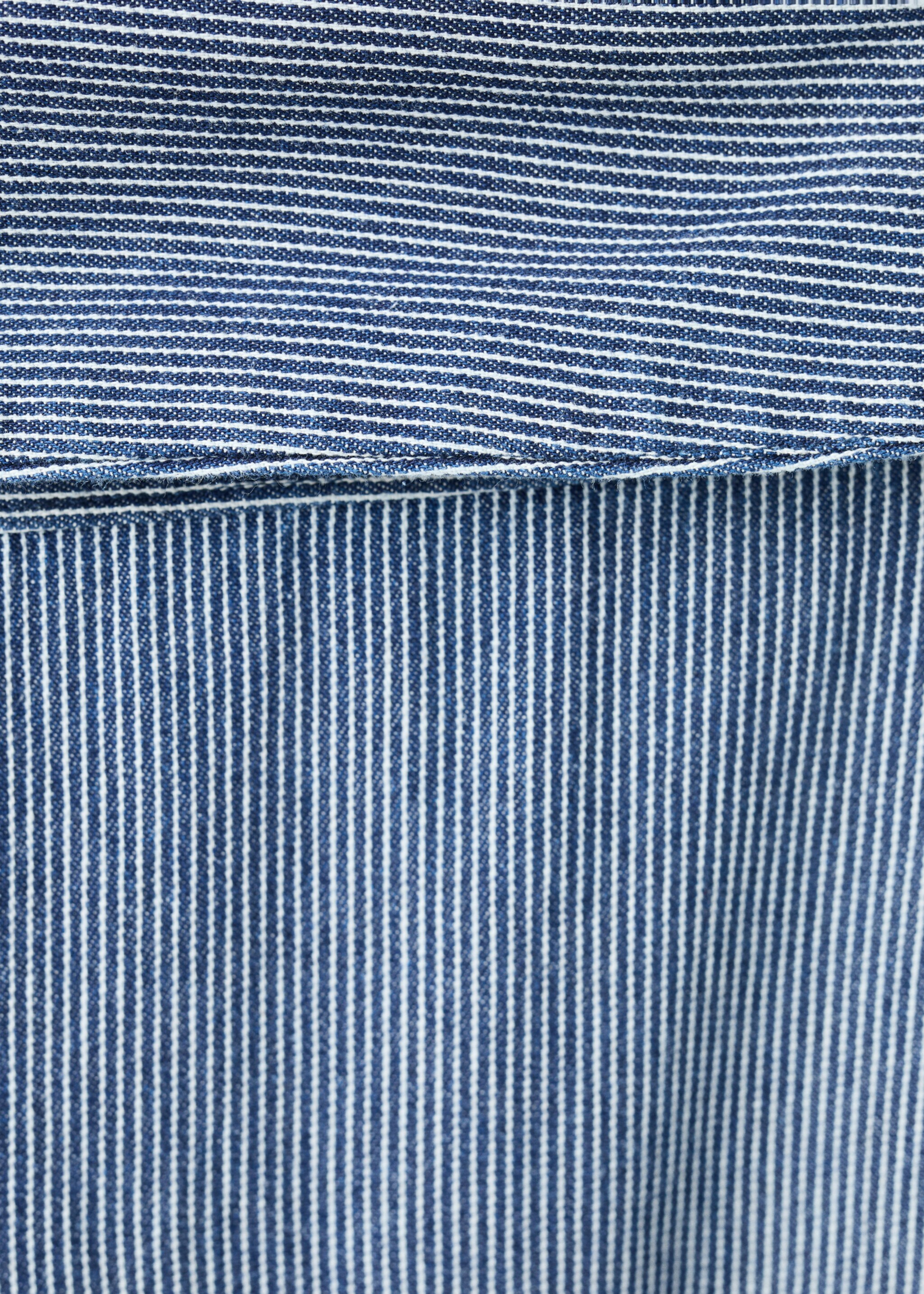 Wide leg striped jeans with turned-up waistband - Details of the article 0, Dark Blue. Ref: 27047139-00.