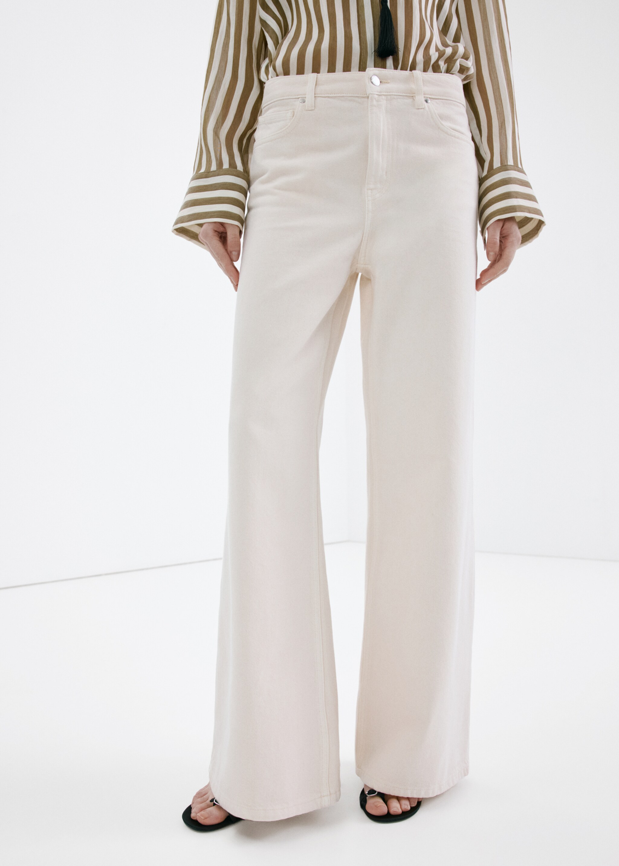 Wide leg mid-rise jeans - Medium plane, Off White. Ref: 27047140-00.