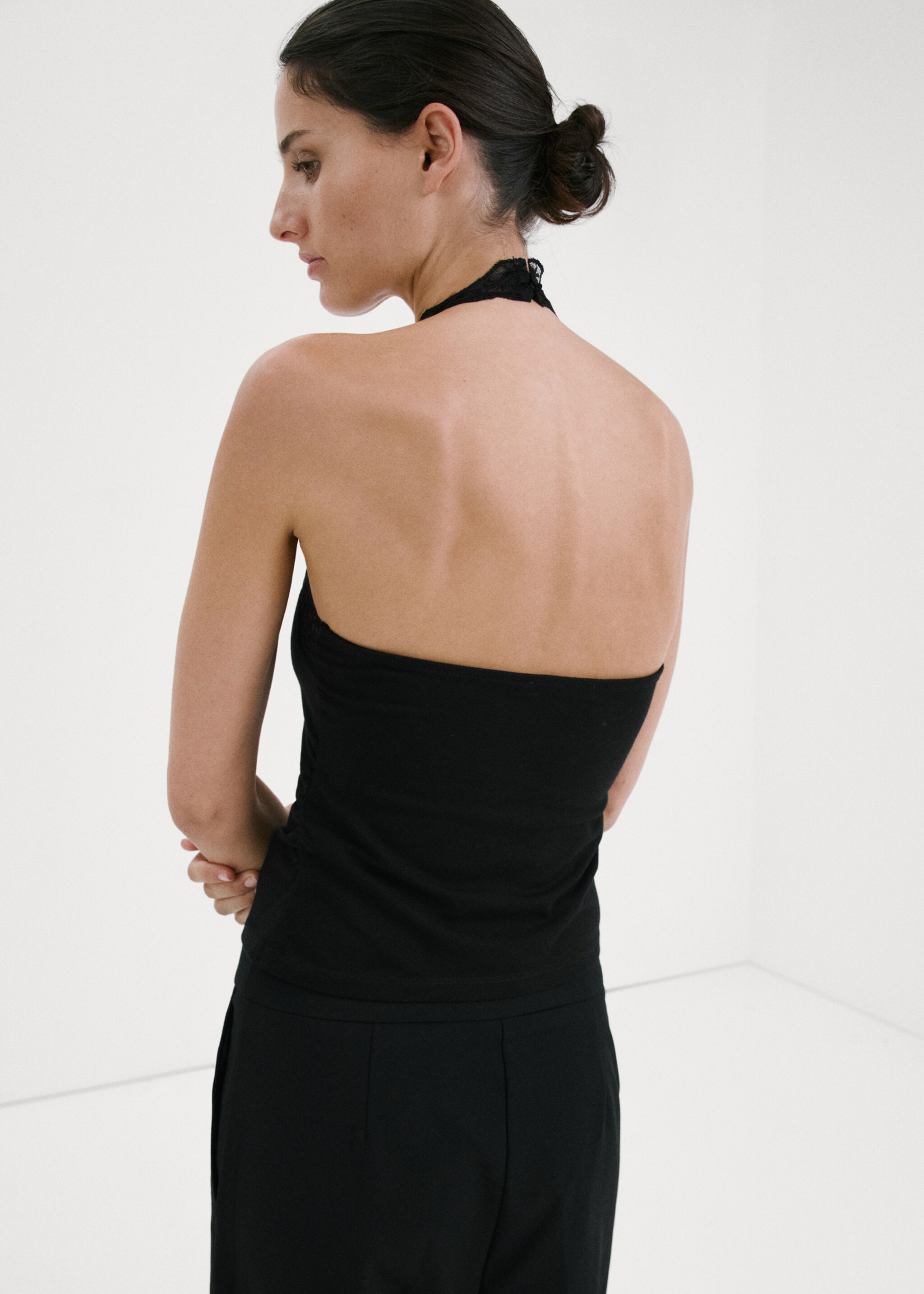 Top ribetes encaje - Reverso del artículo, Negro. Ref: 27047141-00.