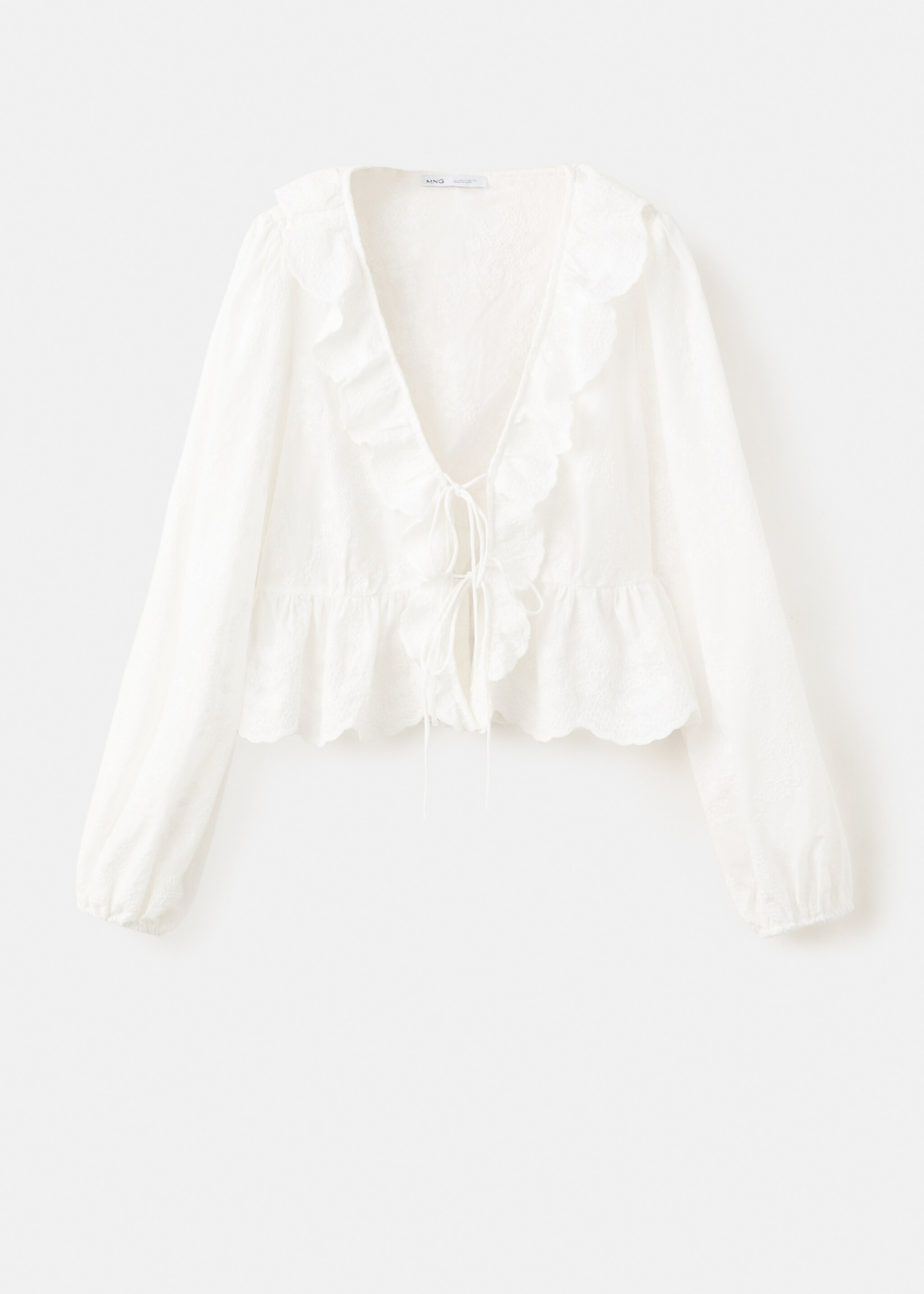 Ruffled embroidered blouse - Article without model, Off White. Ref: 27047145-00.