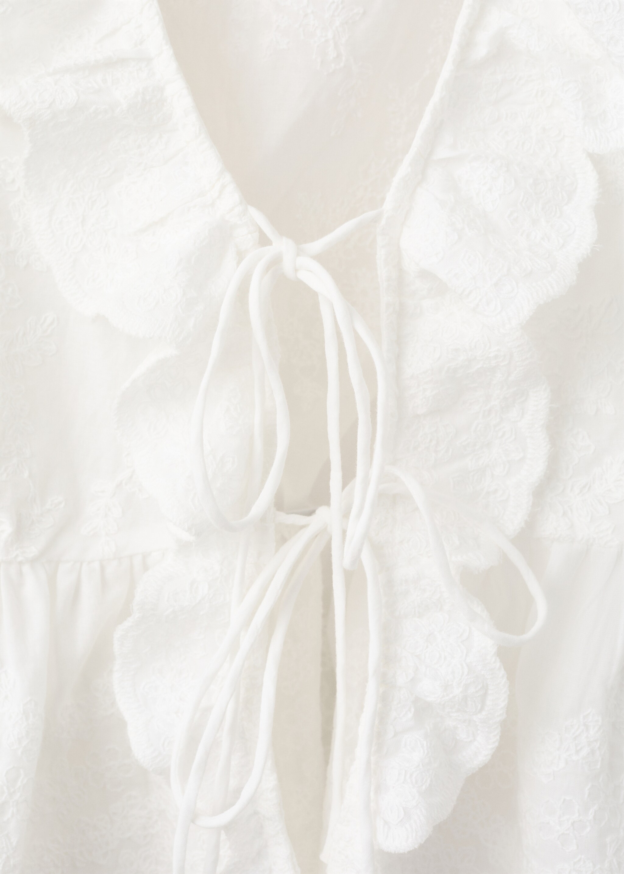 Ruffled embroidered blouse - Details of the article 8, Off White. Ref: 27047145-00.