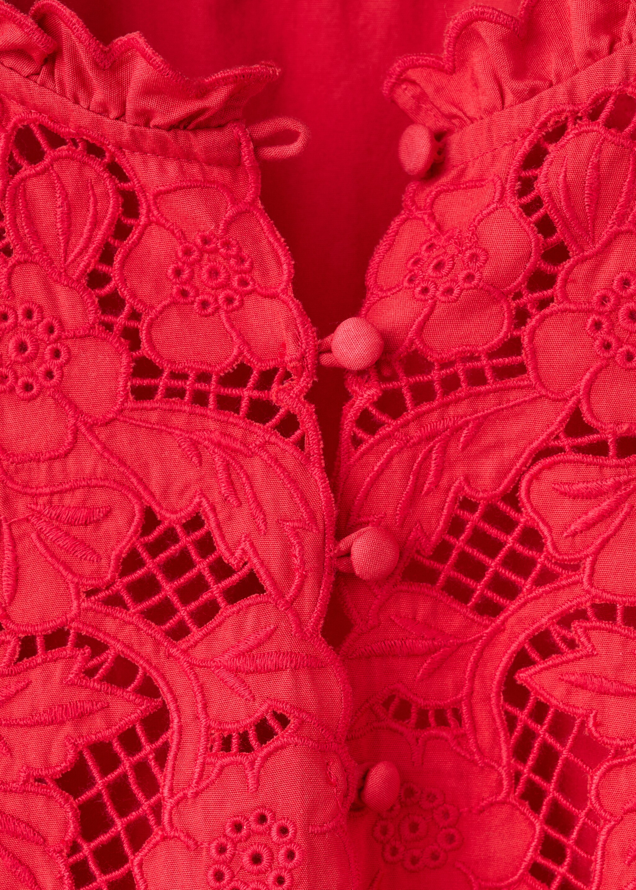 بلوزة مطرزة مخرمة - تفاصيل المنتج 8, أحمر. Ref: 27047147-00.