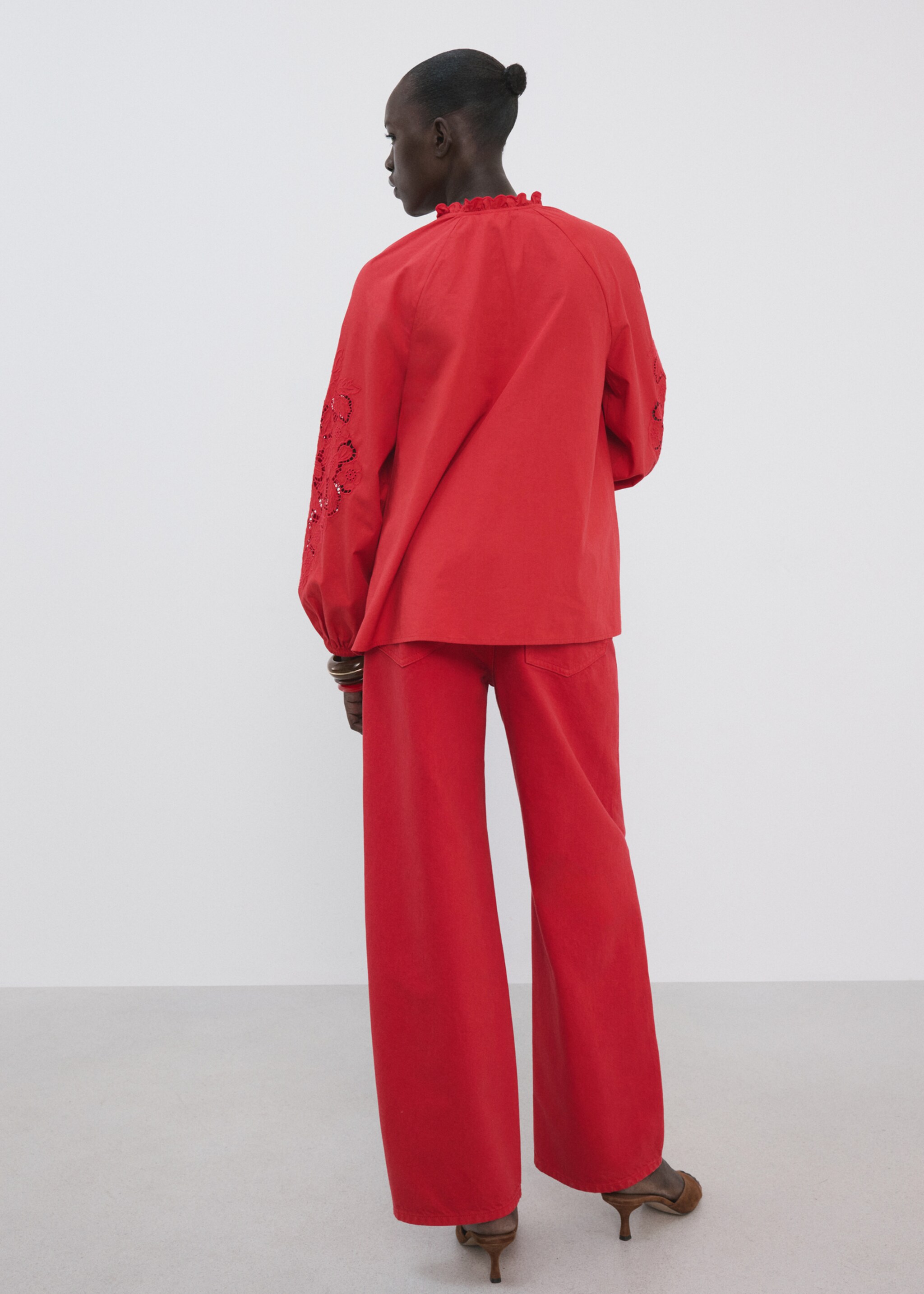 بلوزة مطرزة مخرمة - الجهة الخلفية للمنتج, أحمر. Ref: 27047147-00.