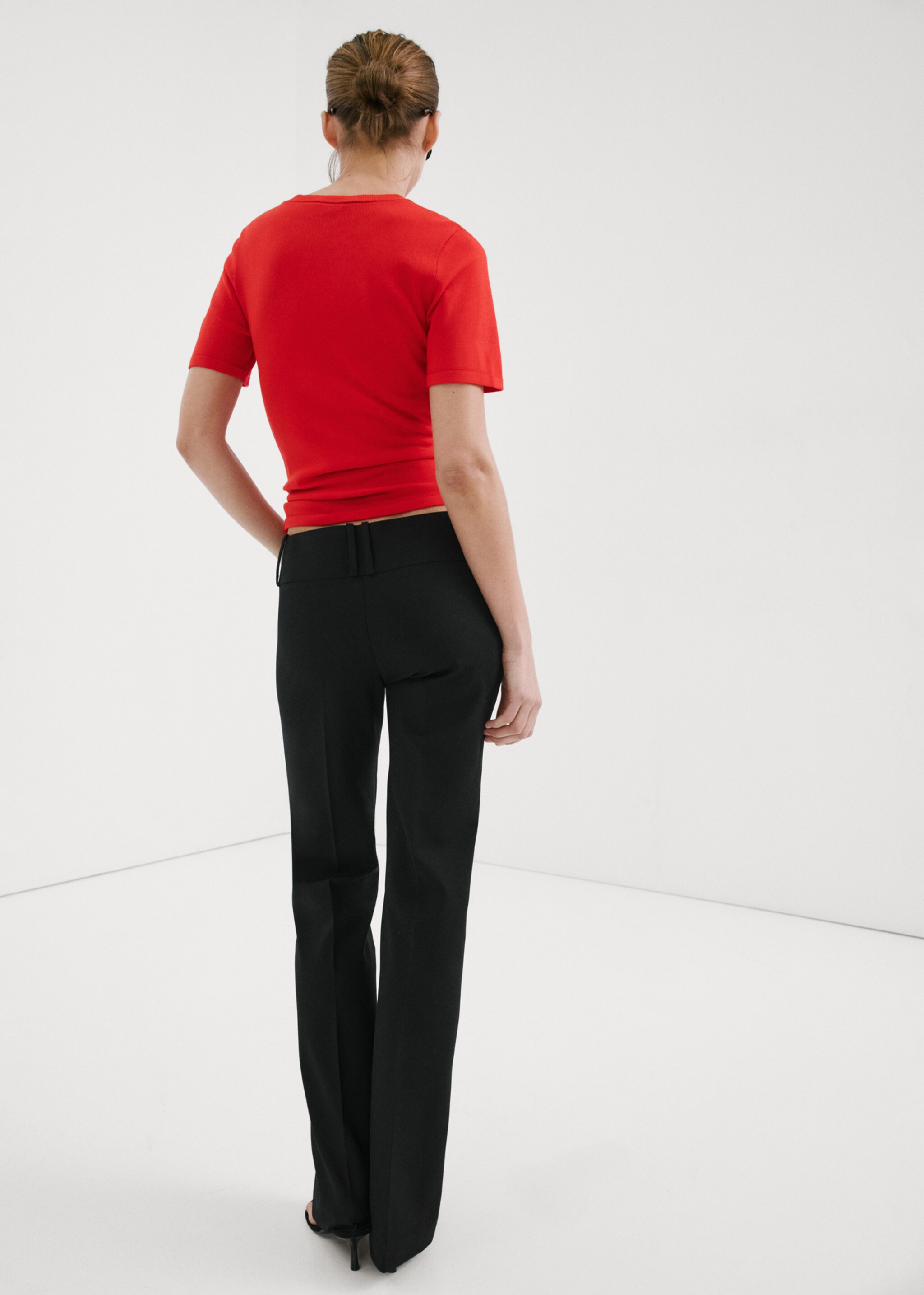 Straight capri trousers - Reverse of the article, Black. Ref: 27047149-00.