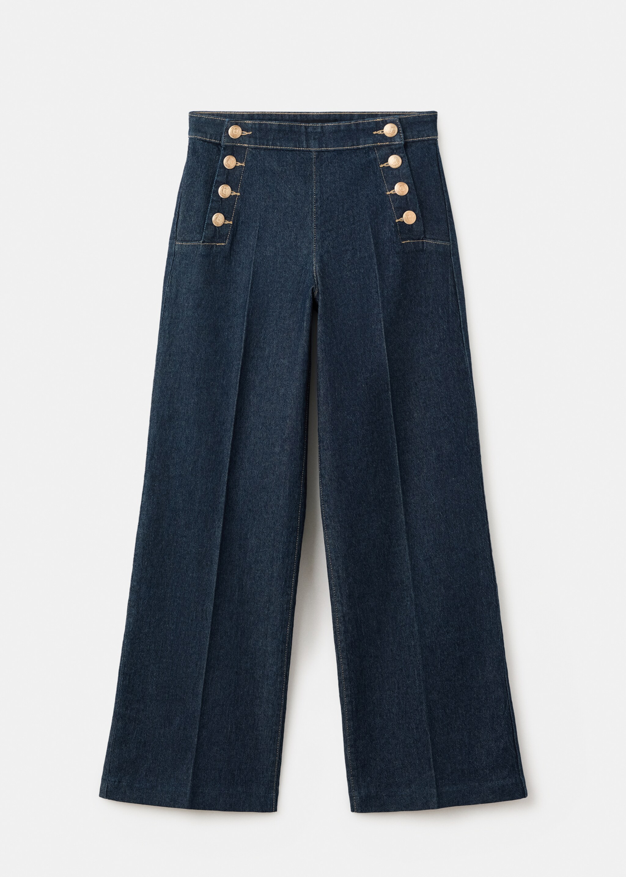 Wide-leg jeans with side buttons - Article without model, Open Blue. Ref: 27047152-00.