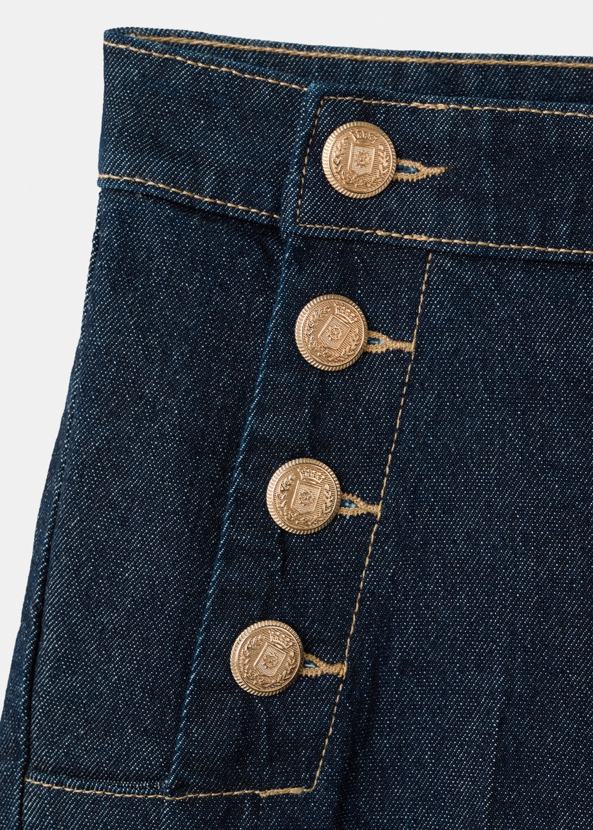 Wide-leg jeans with side buttons - Details of the article 0, Open Blue. Ref: 27047152-00.