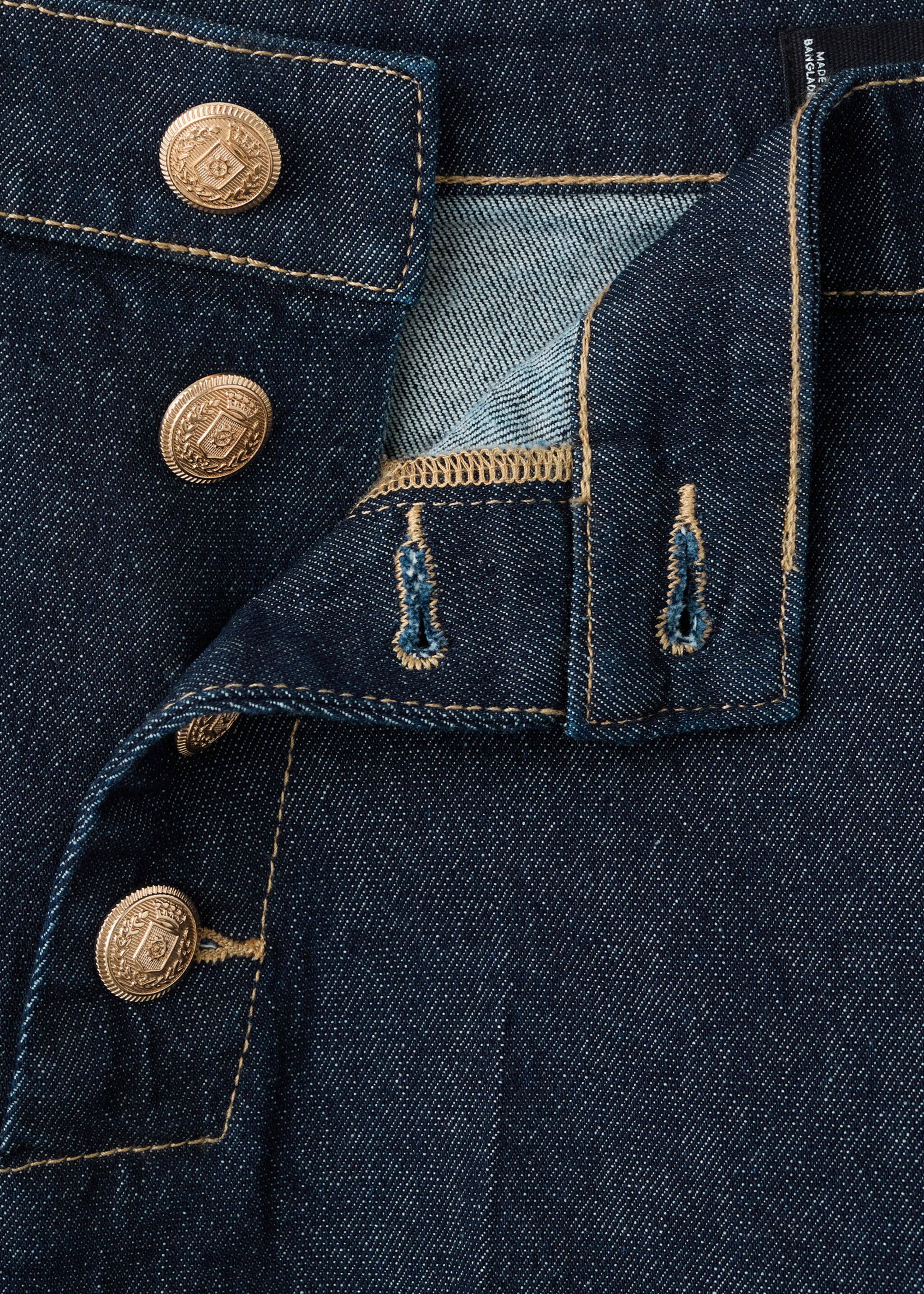 Wide-leg jeans with side buttons - Details of the article 8, Open Blue. Ref: 27047152-00.