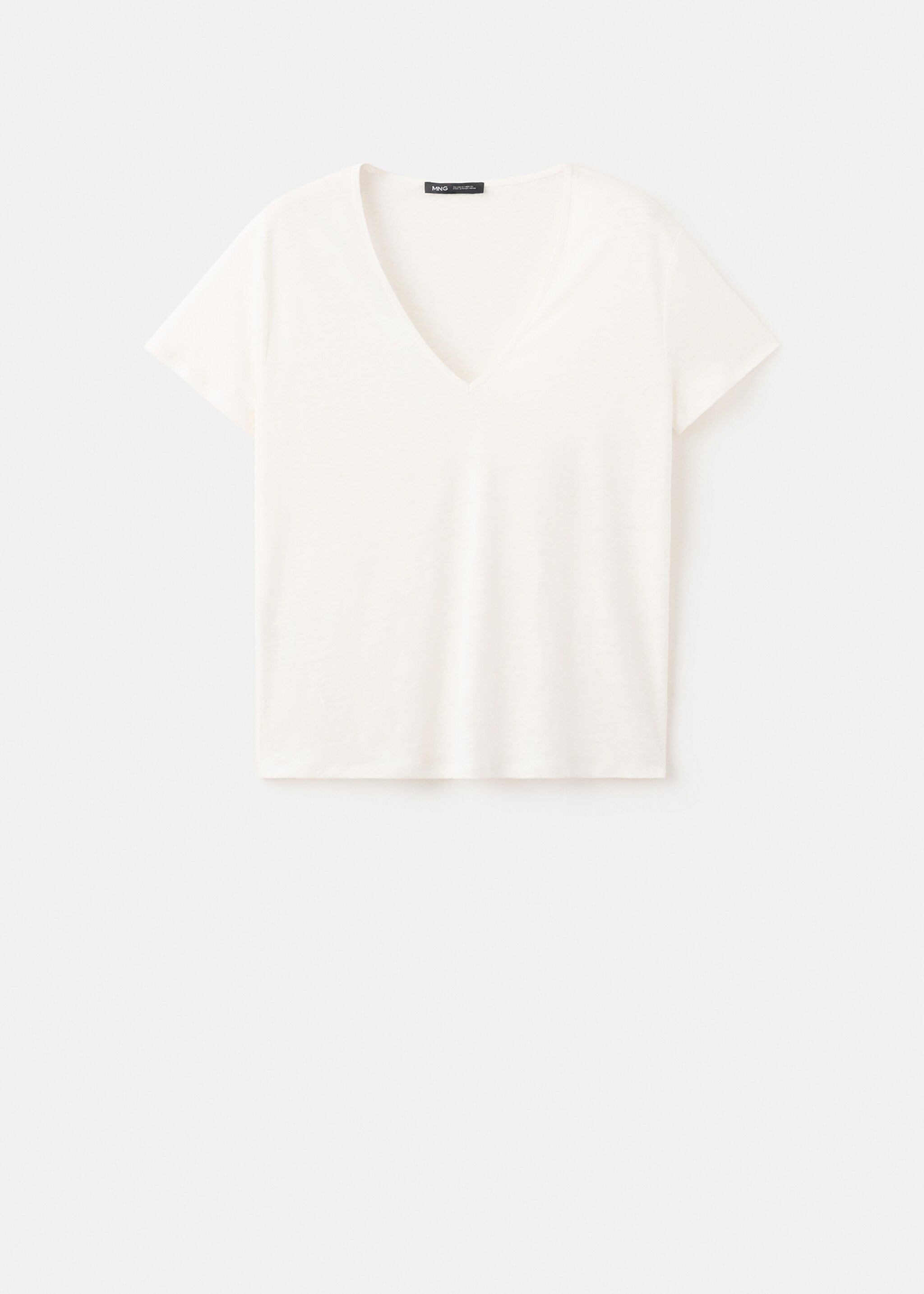 Linen-blend crop T-shirt - Article without model, Off White. Ref: 27047153-00.