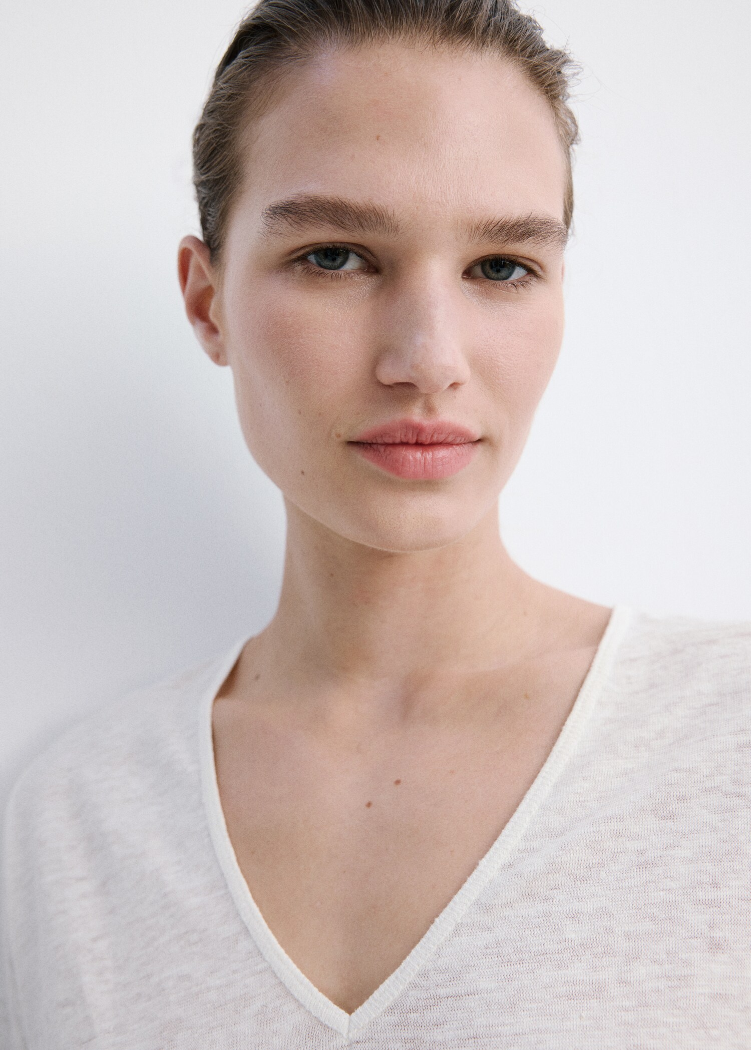 Linen-blend crop T-shirt - Details of the article 1