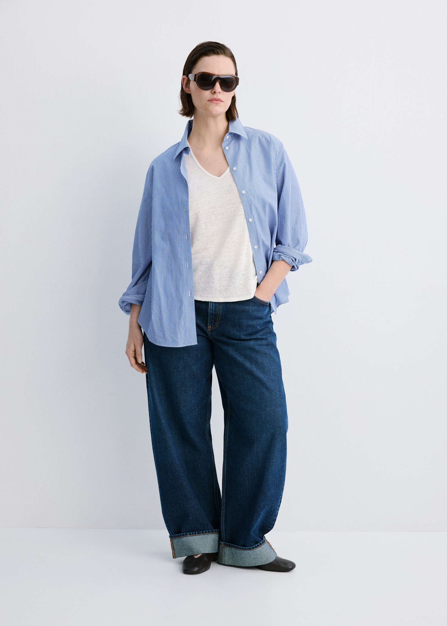 Linen-blend crop T-shirt - Details of the article 3