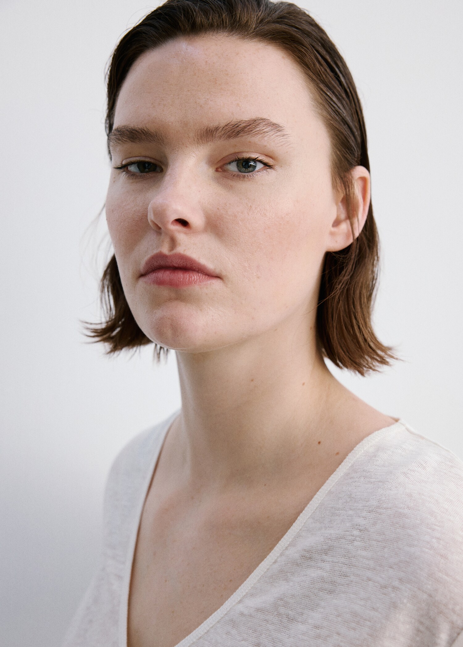 Linen-blend crop T-shirt - Details of the article 4