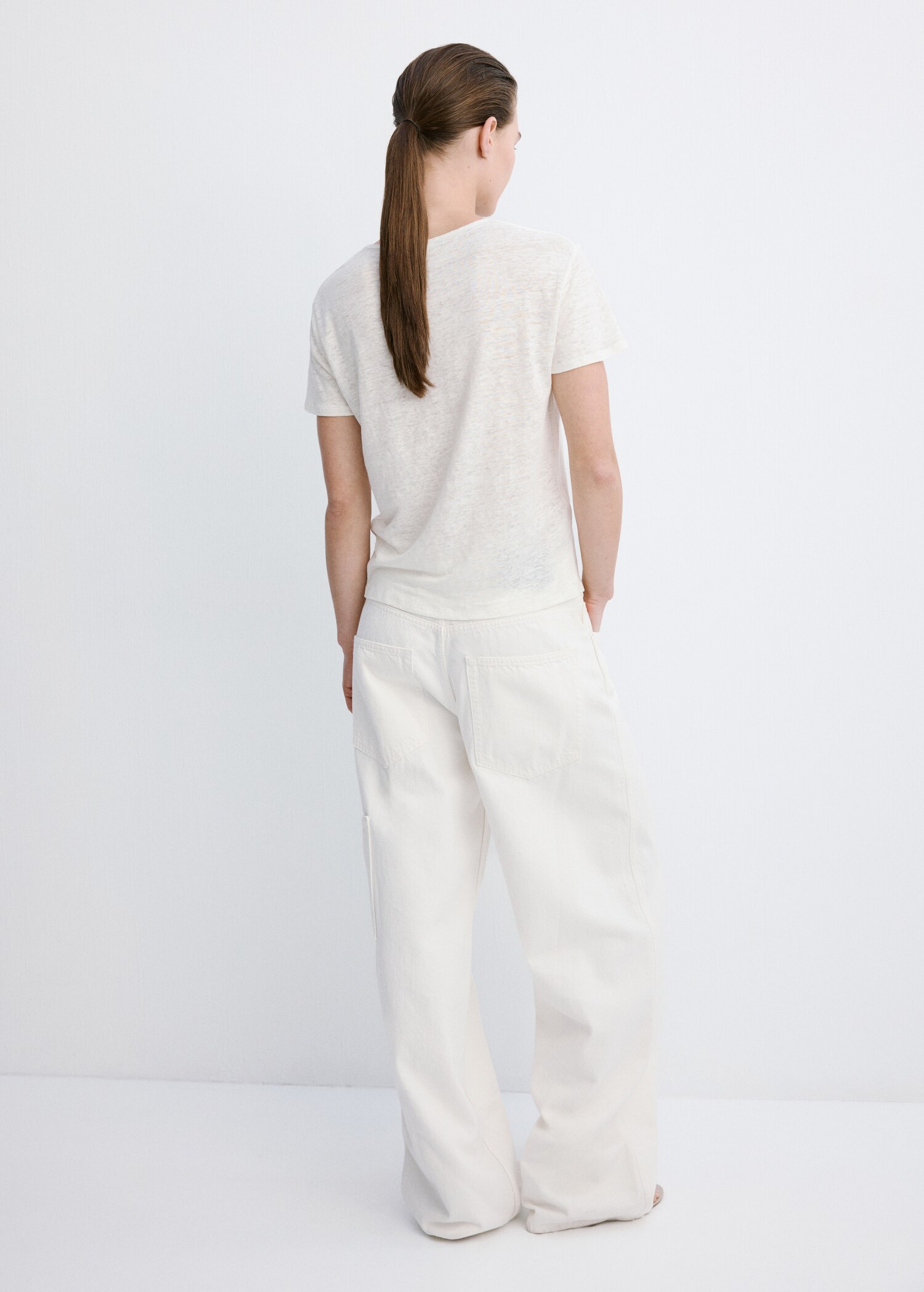 Linen-blend crop T-shirt - Reverse of the article