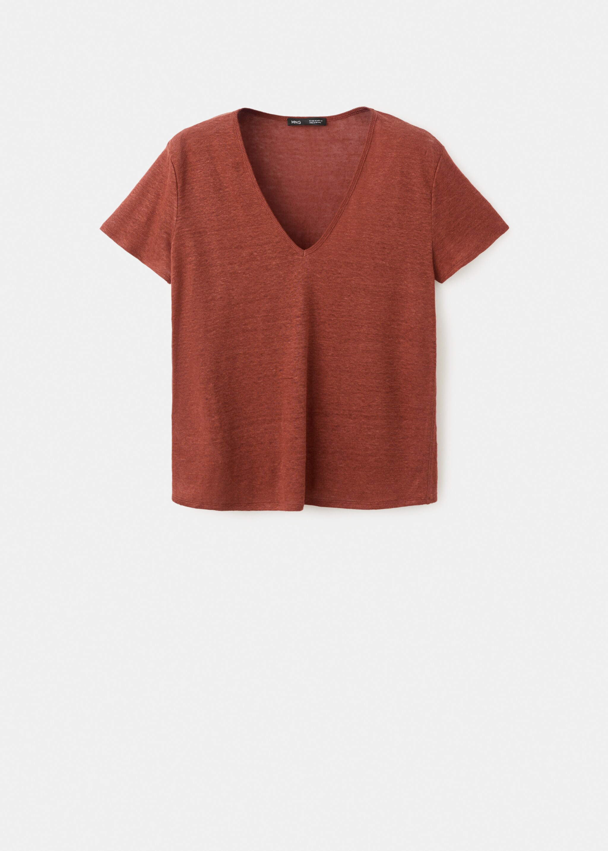 Linen-blend crop T-shirt - Article without model, Russet. Ref: 27047153-00.