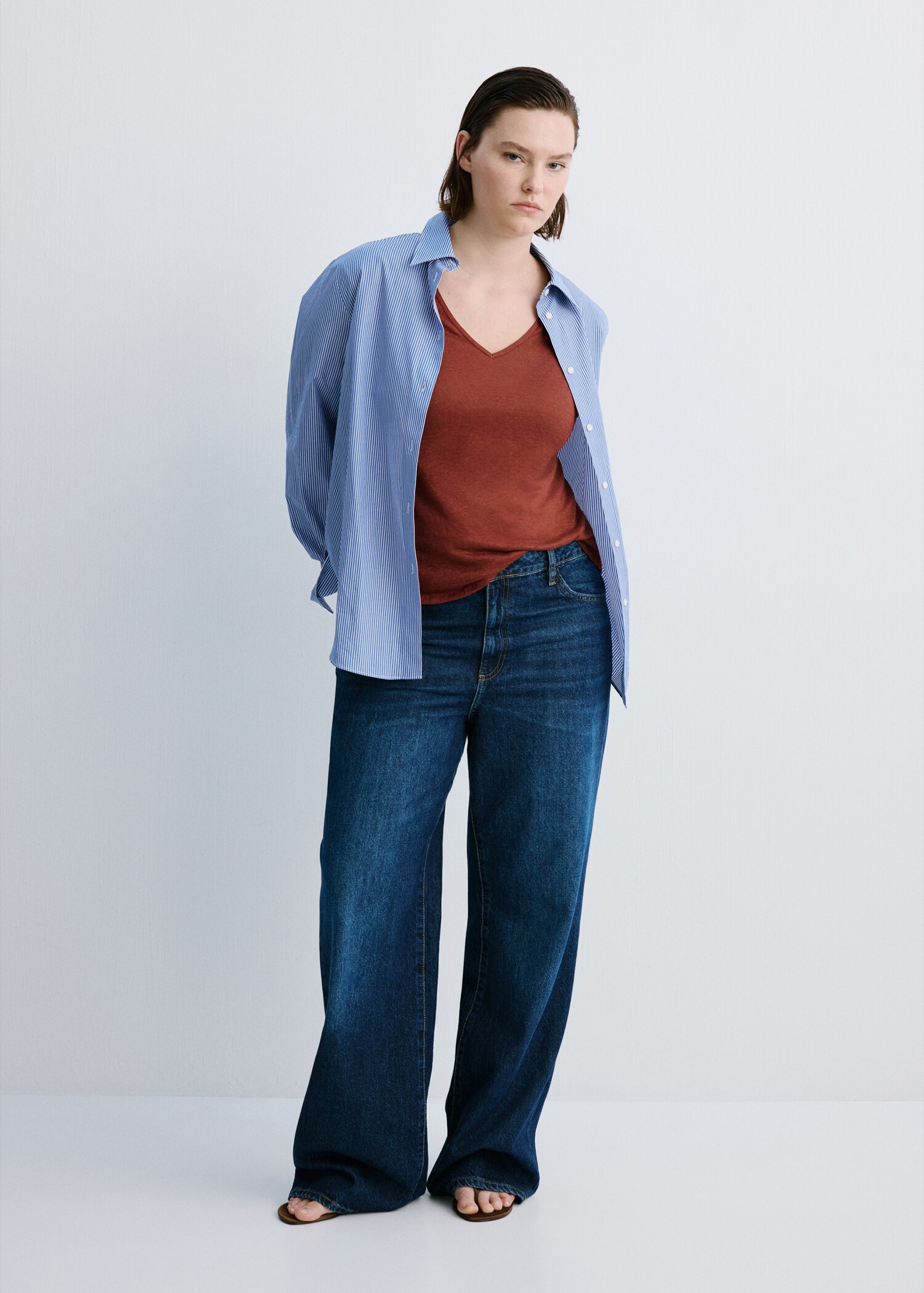 Linen-blend crop T-shirt - Details of the article 3