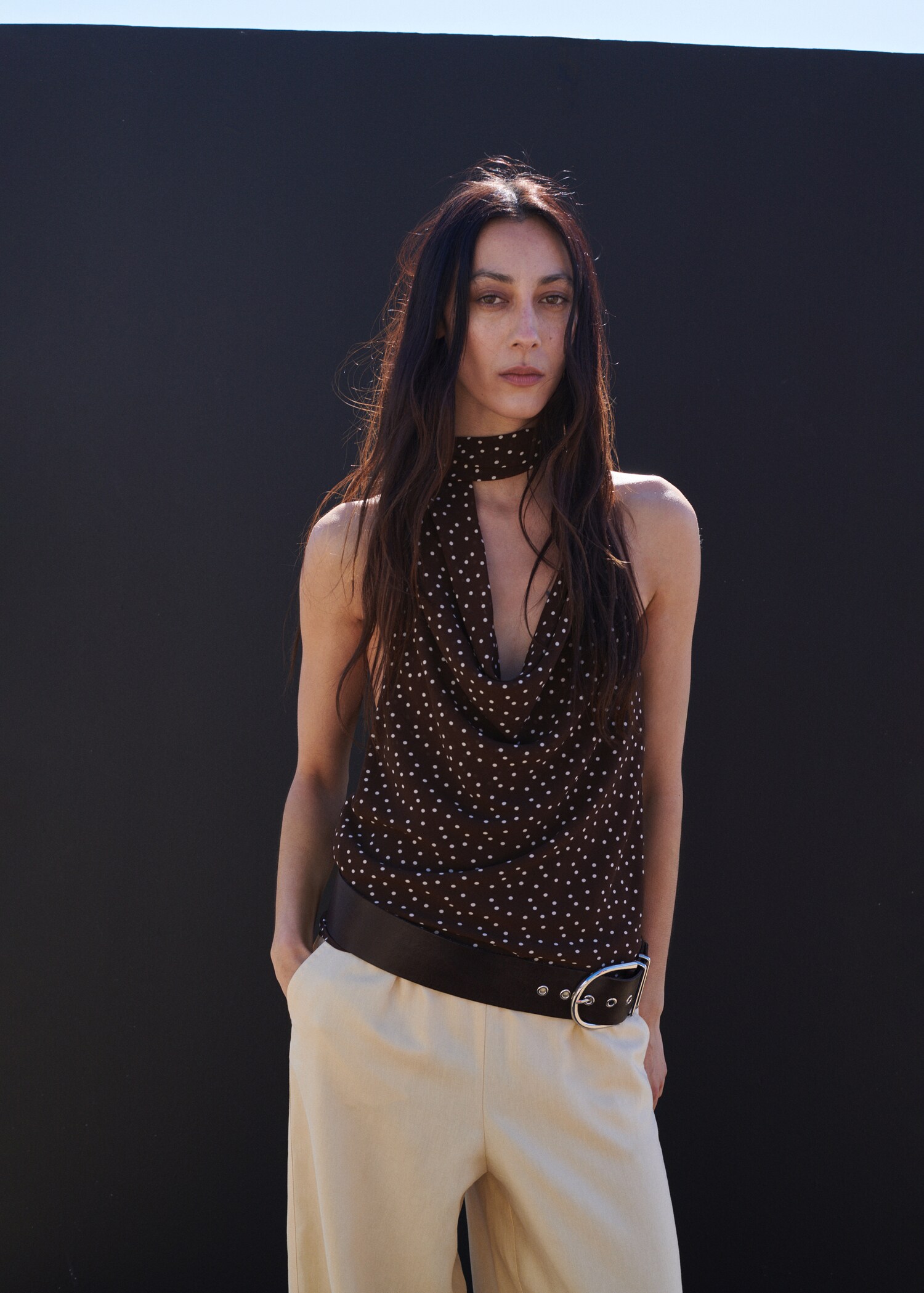 Draped neck scarf top - Medium plane