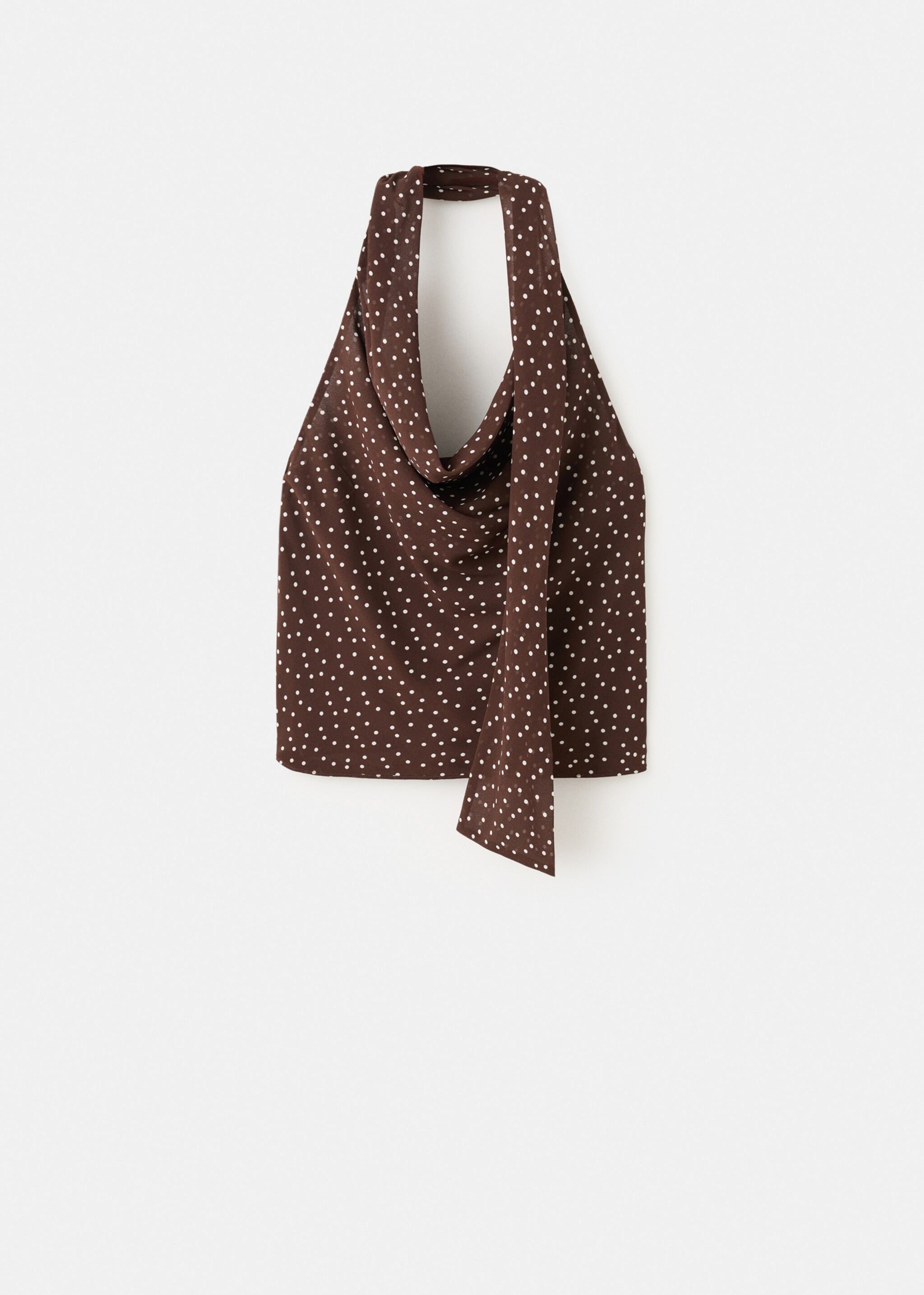 Draped neck scarf top - Article without model, Brown. Ref: 27047154-00.
