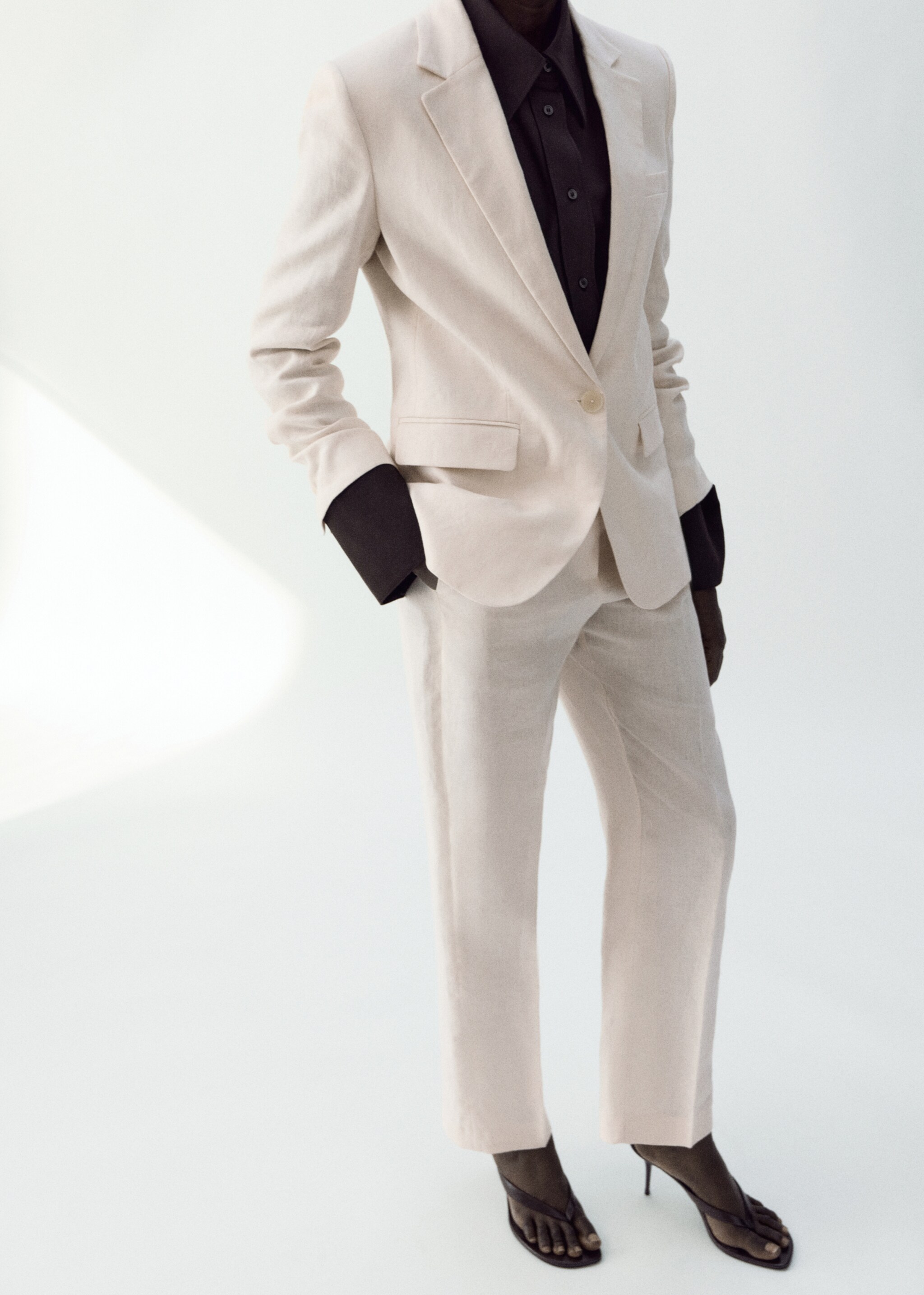 سروال بدلة من الكتان - رؤية وسط, بيج فاتح. Ref: 27047156-00.