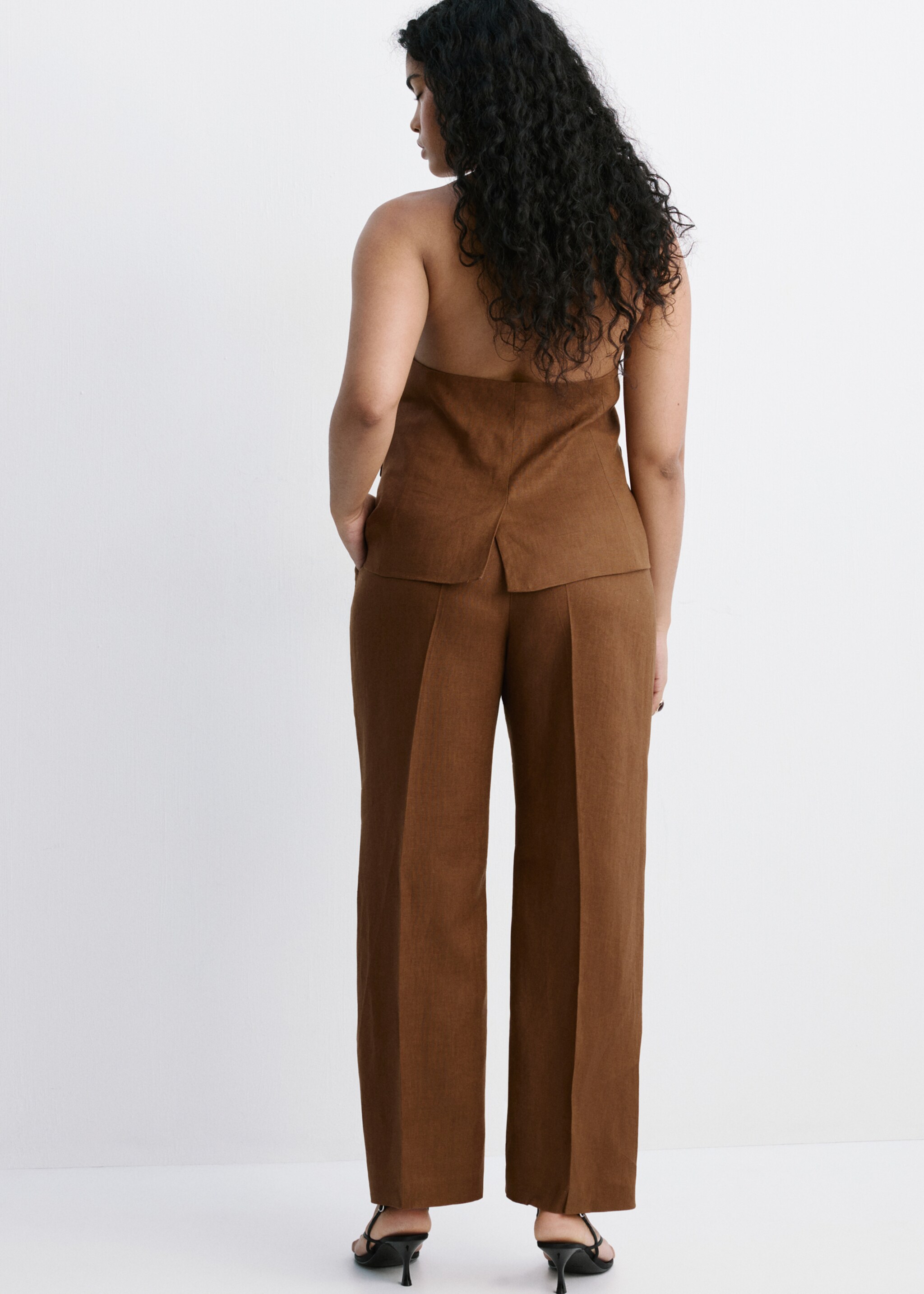 Leinen-Anzughose - Detail des Artikels 4, Braun. Ref: 27047156-00.