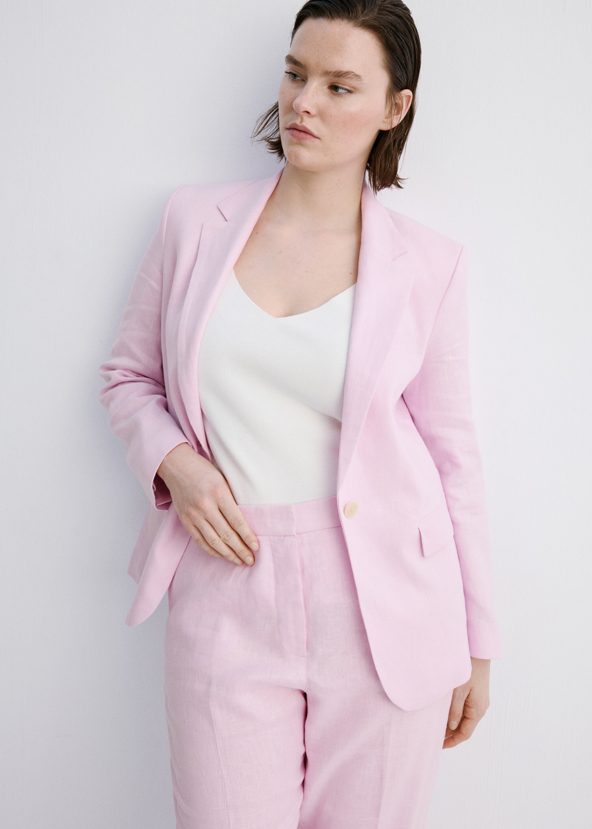 سروال بدلة من الكتان - تفاصيل المنتج 5, وردي. Ref: 27047156-00.