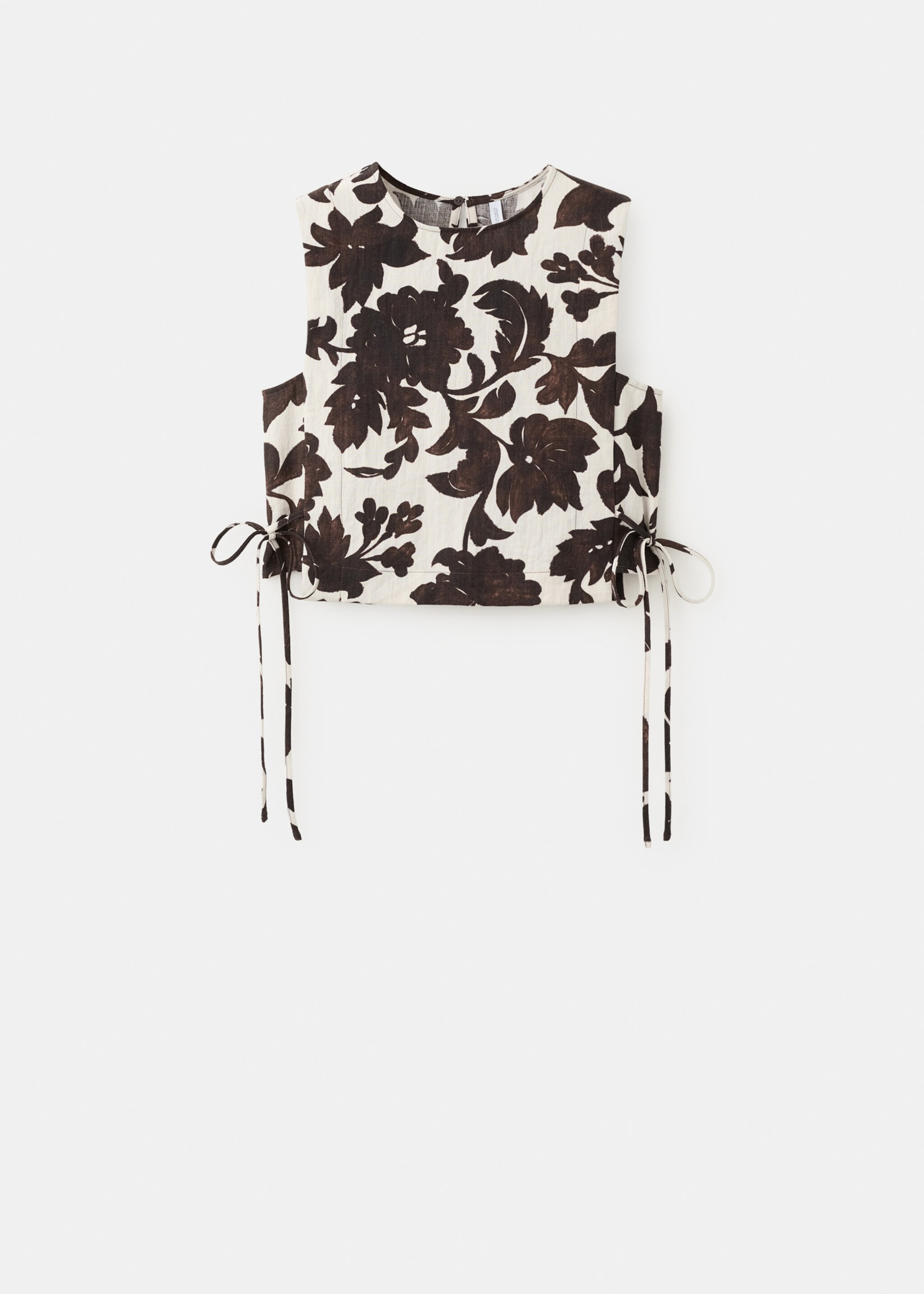 Floral print crop top - Article without model, Brown. Ref: 27047159-00.