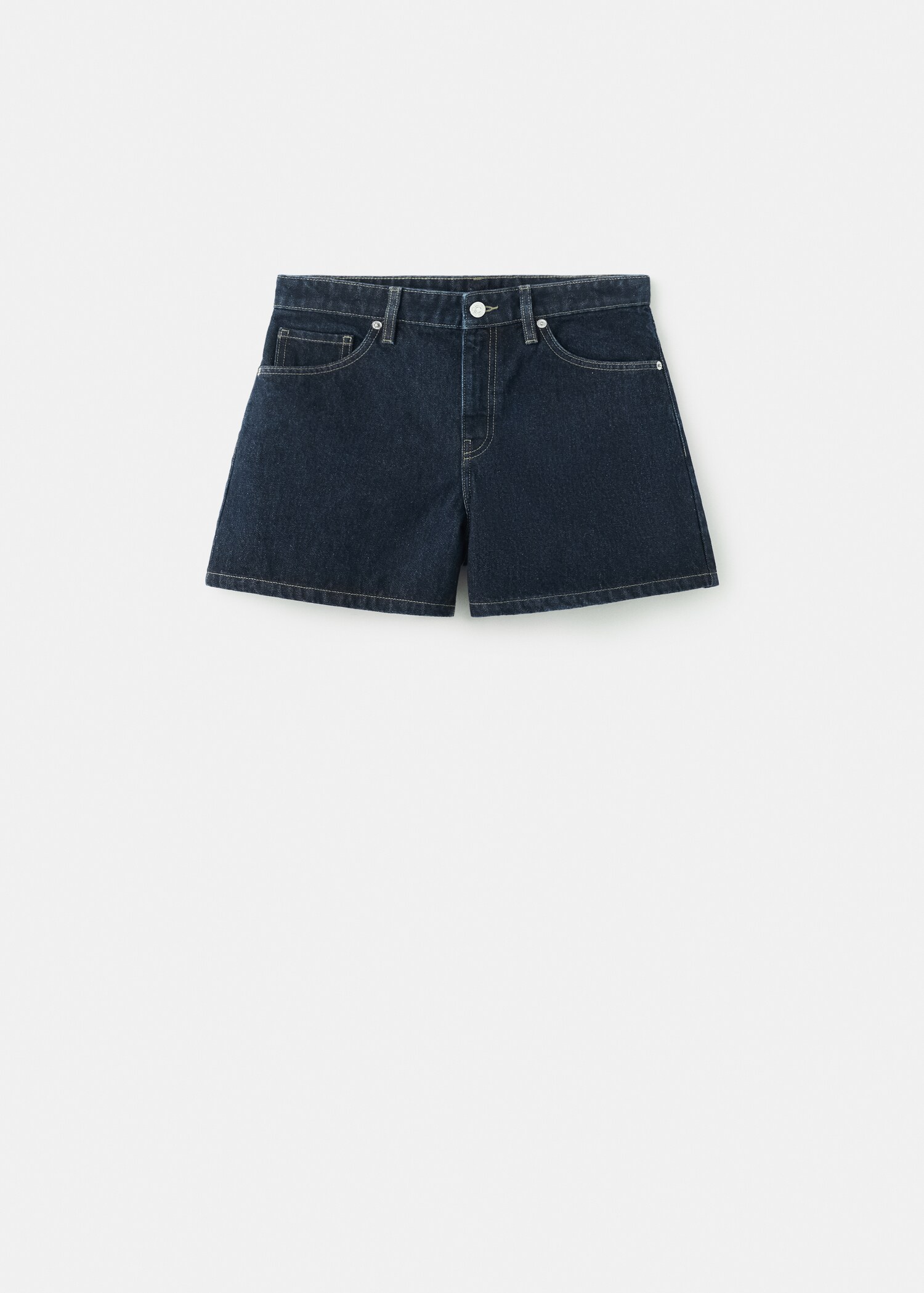 شورتات دنيم مستقيمة بخصر عالي - منتج دون نموذج