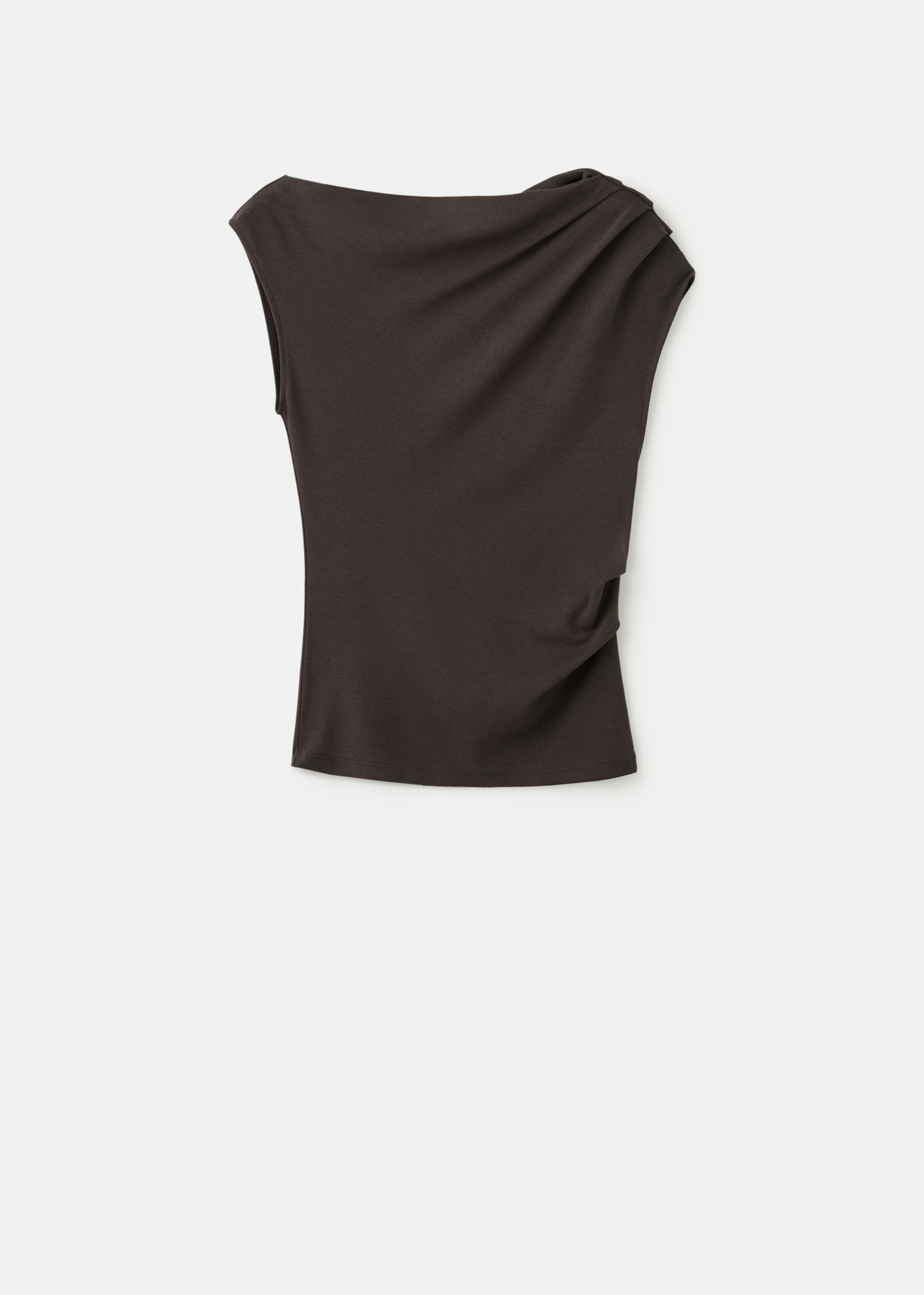 Asymmetric ruched top - Article without model, Chocolate. Ref: 27047167-00.
