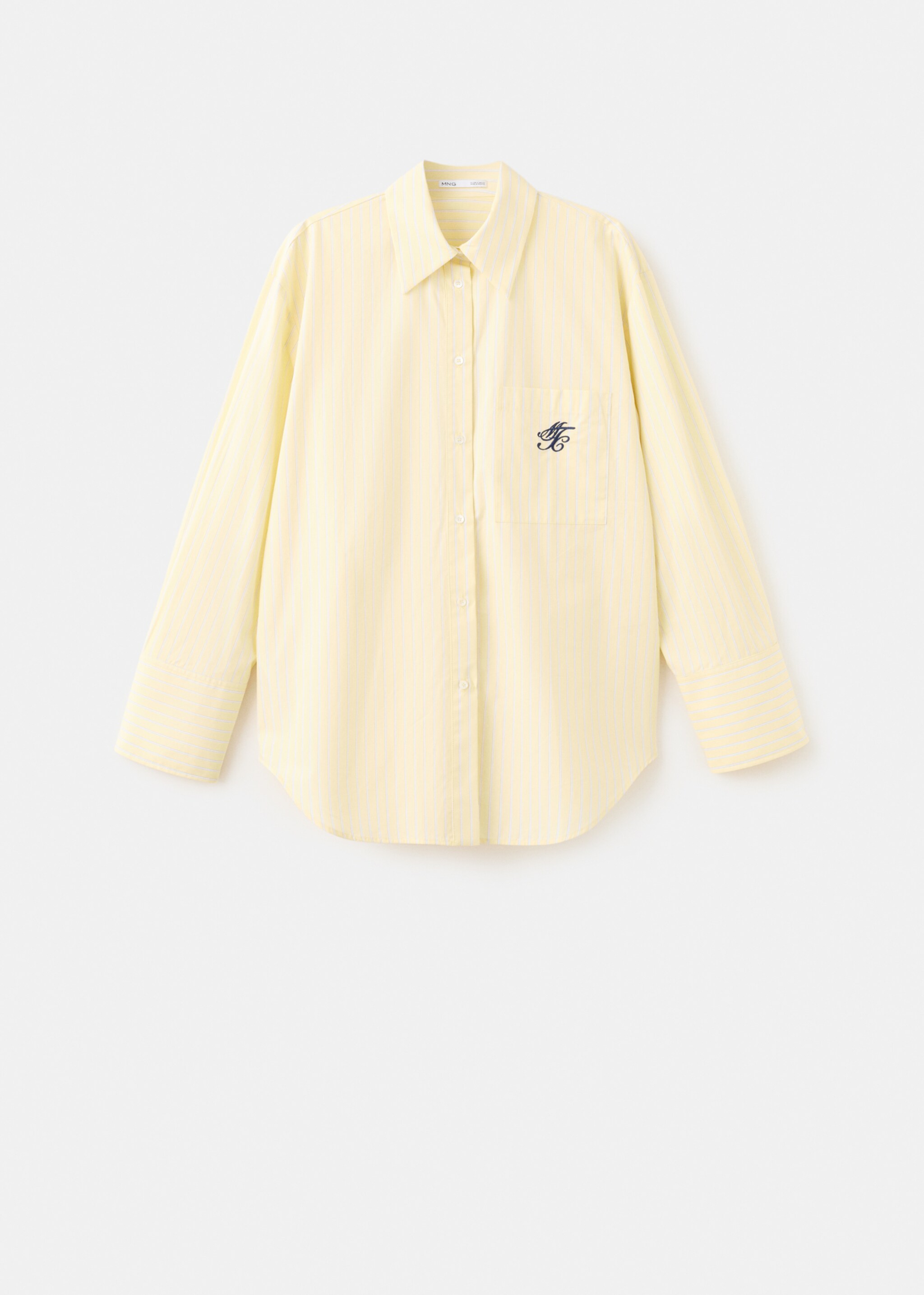 Striped poplin shirt with embroidered message - Article without model, Pastel Yellow. Ref: 27047169-00.