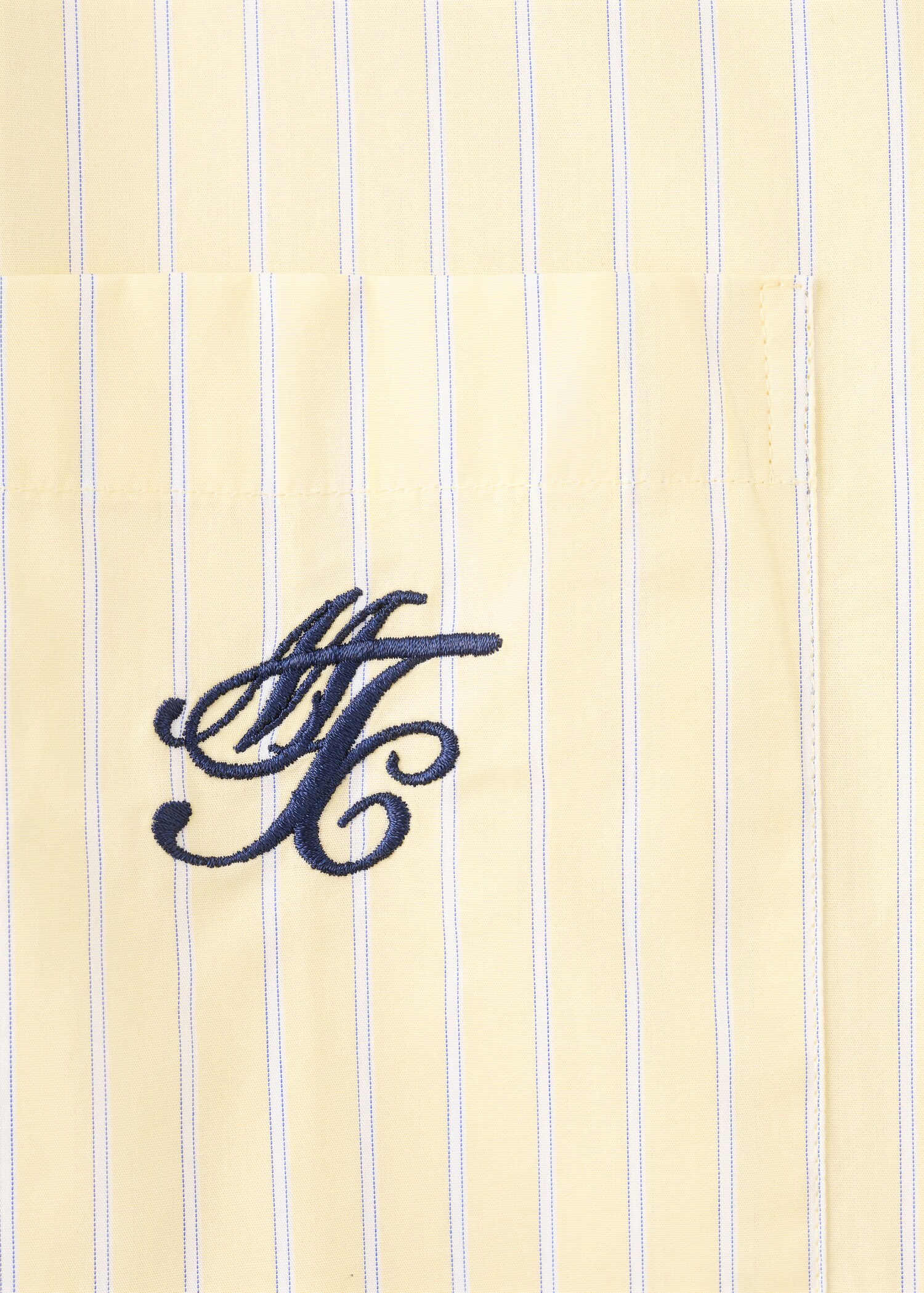 Striped poplin shirt with embroidered message - Details of the article 0