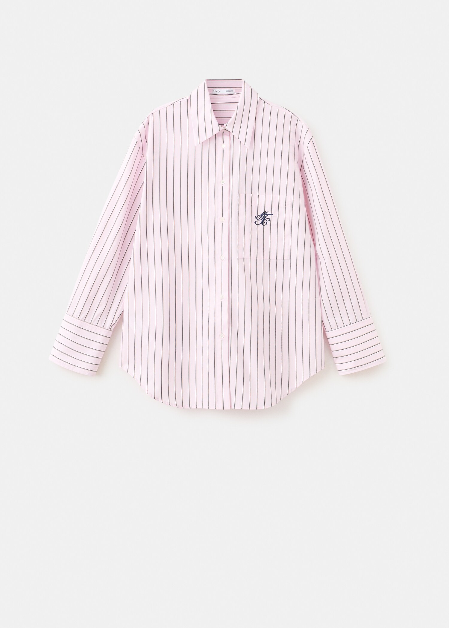Striped poplin shirt with embroidered message - Article without model