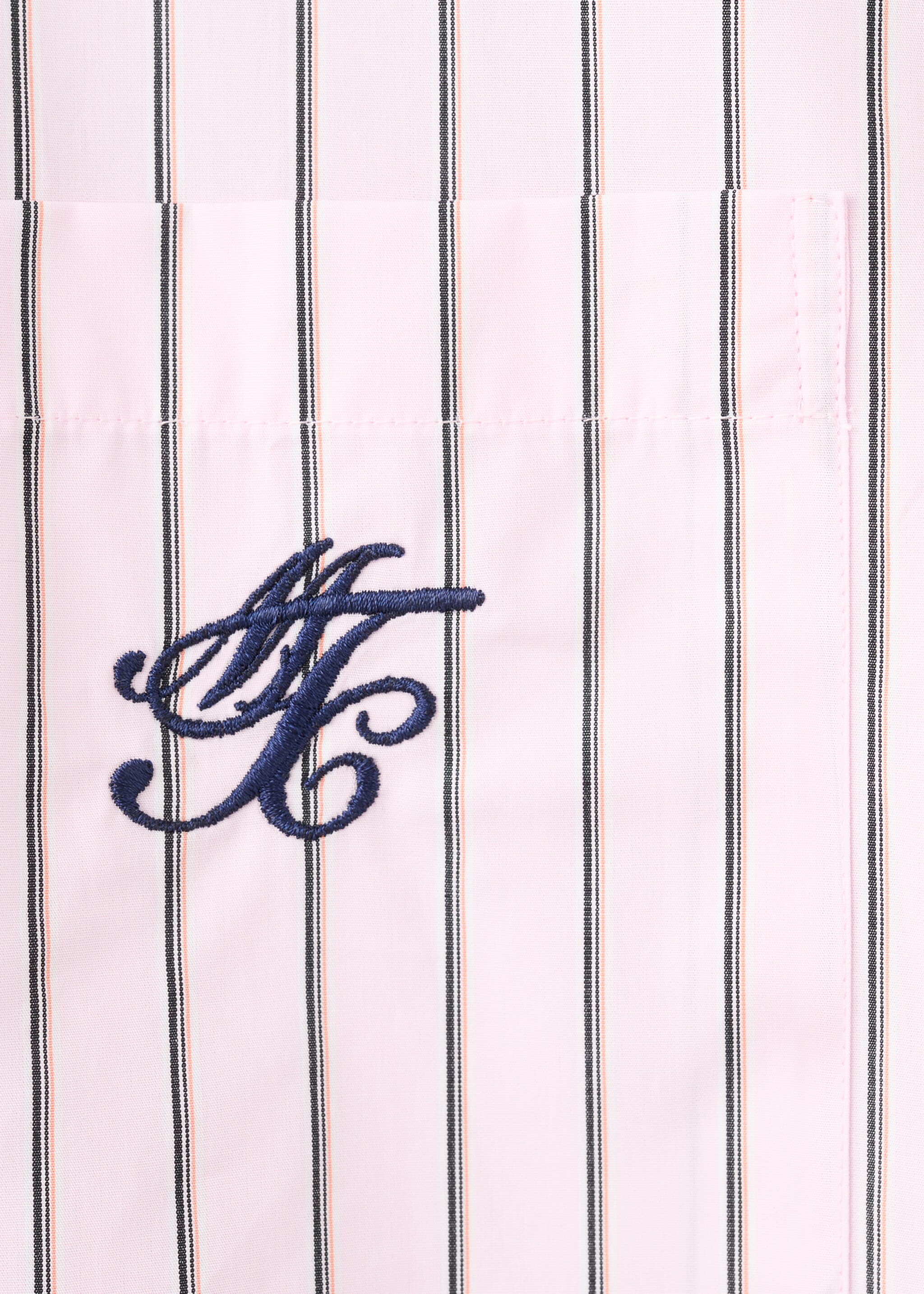 Striped poplin shirt with embroidered message - Details of the article 0, Pastel Pink. Ref: 27047169-00.
