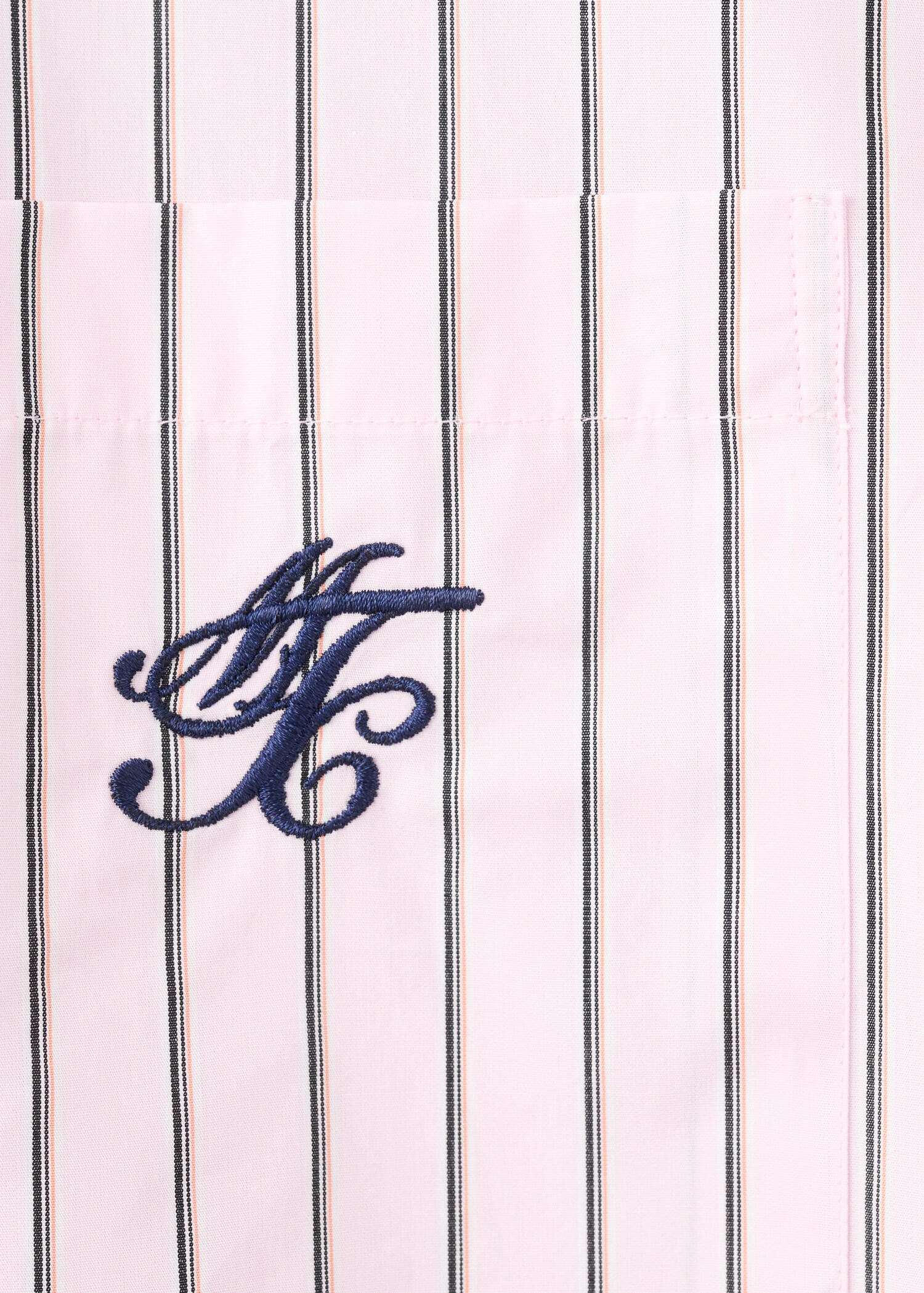 Striped poplin shirt with embroidered message - Details of the article 0