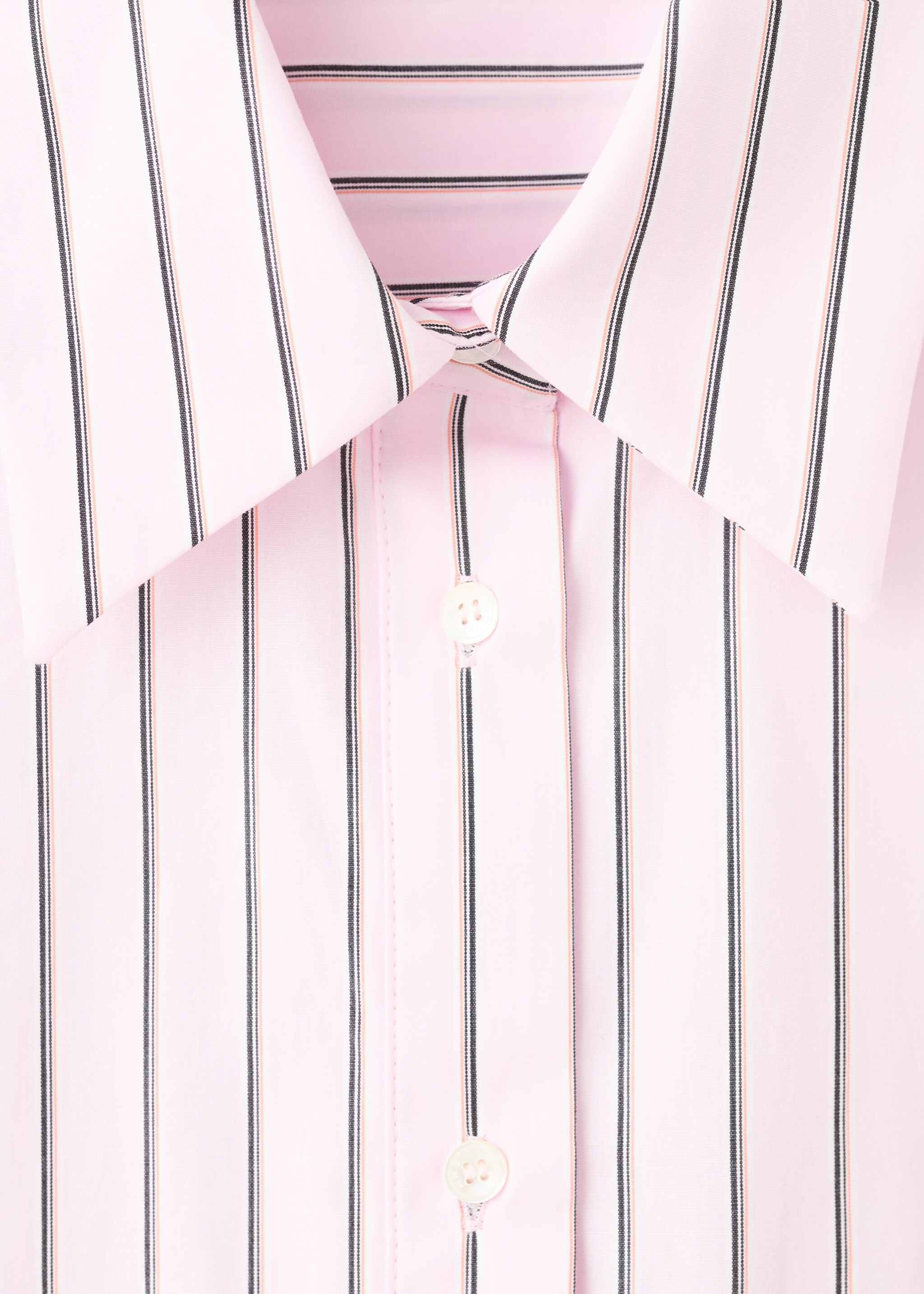 Striped poplin shirt with embroidered message - Details of the article 8, Pastel Pink. Ref: 27047169-00.