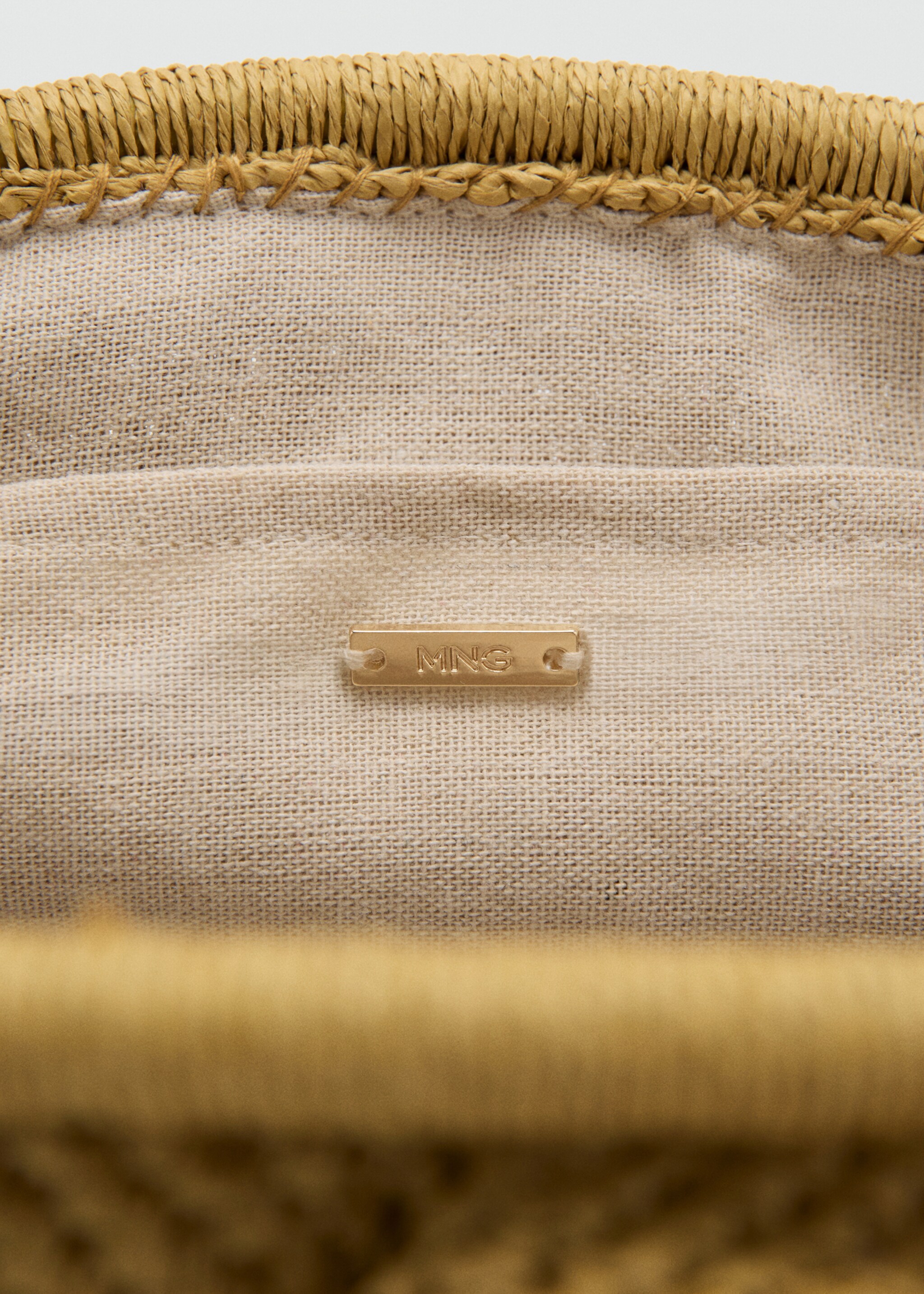 Natural fibre handbag - Details of the article 2, Mustard. Ref: 27047776-00.