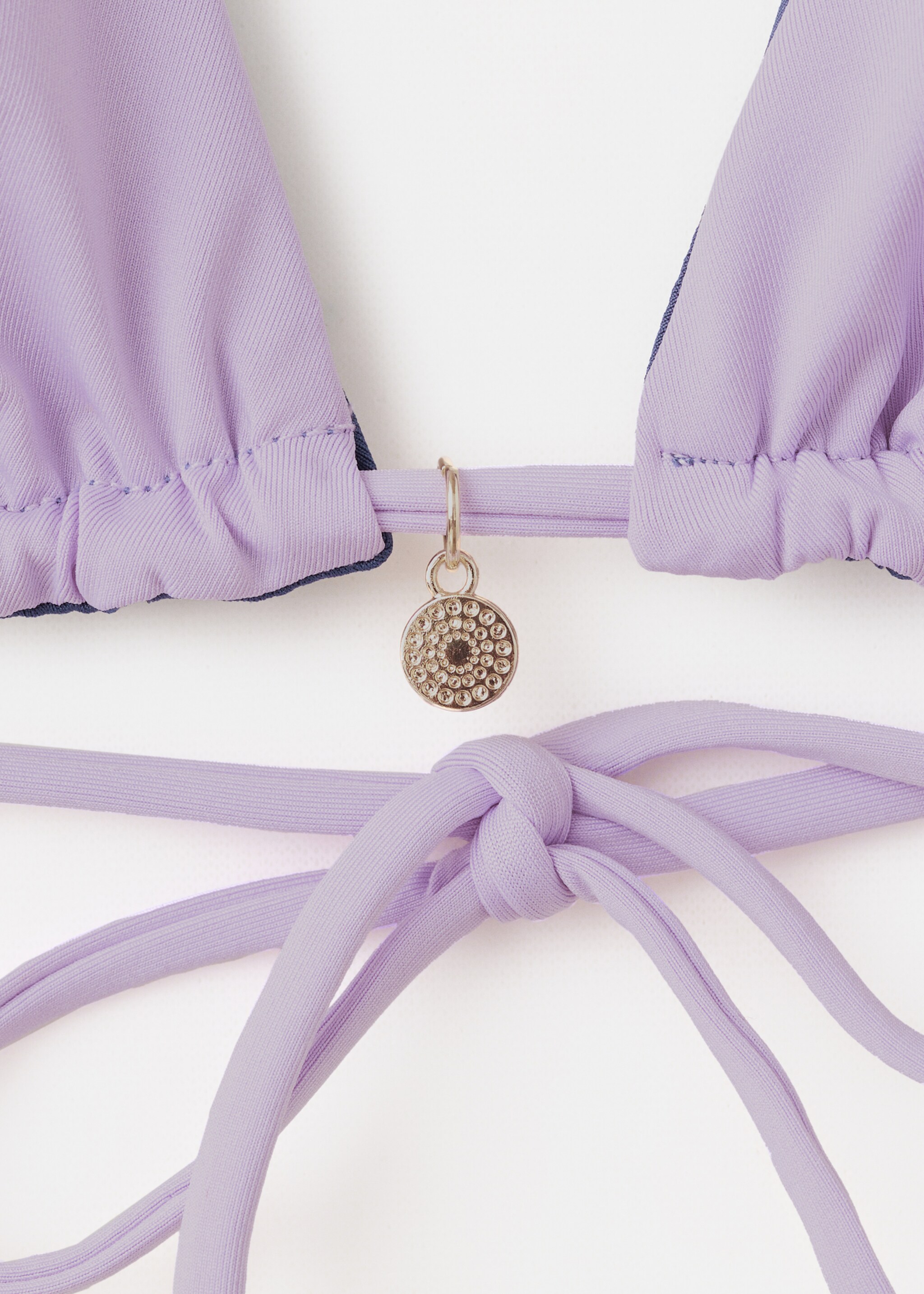 Reversible bikini with mid-rise bottoms - Details of the article 8, Lilac. Ref: 27047777-00.