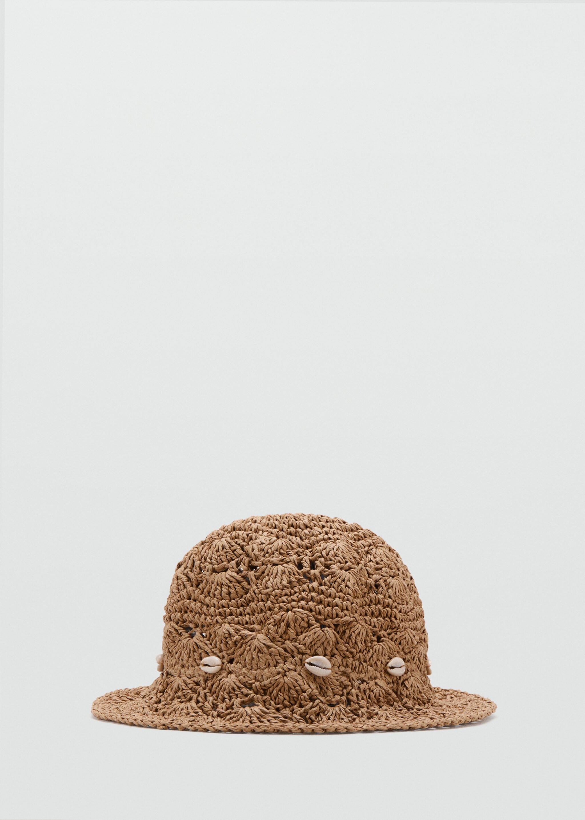 Chapeau raphia détails coquillages - Article sans modèle, Marron. Ref: 27047781-00.