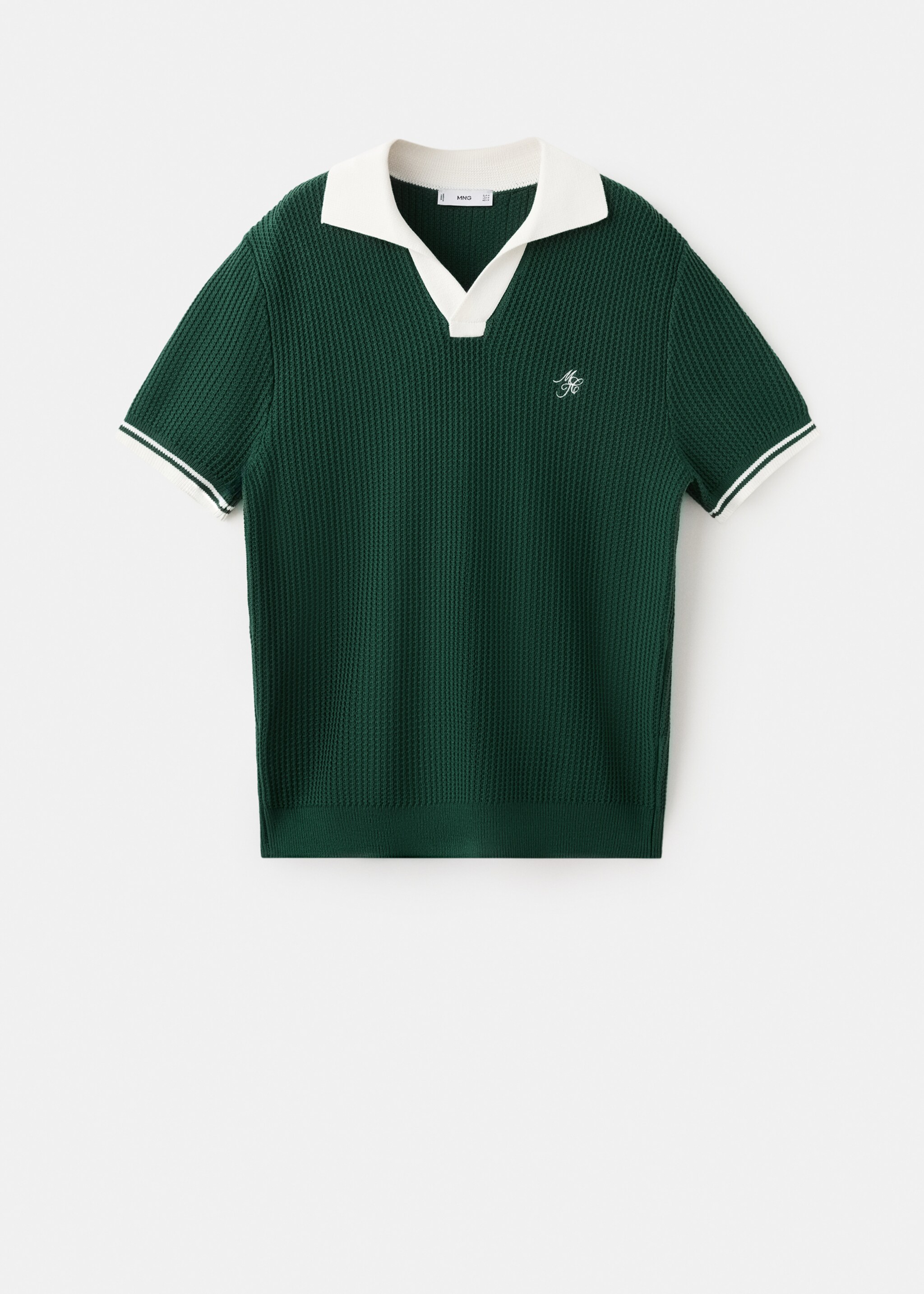 Cotton structured polo shirt - Article without model, Dark Green. Ref: 27047790-00.