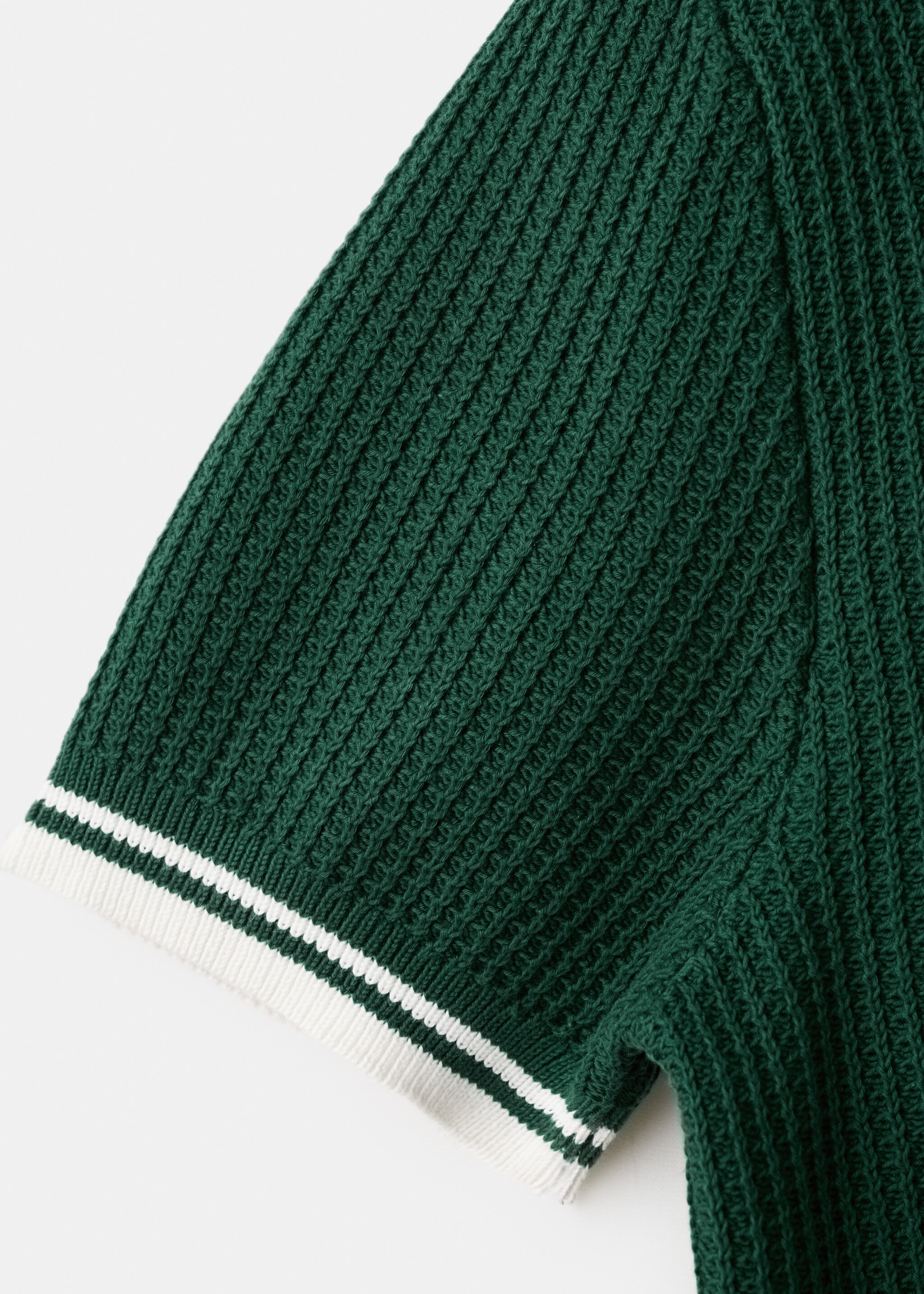 Cotton structured polo shirt - Details of the article 0, Dark Green. Ref: 27047790-00.