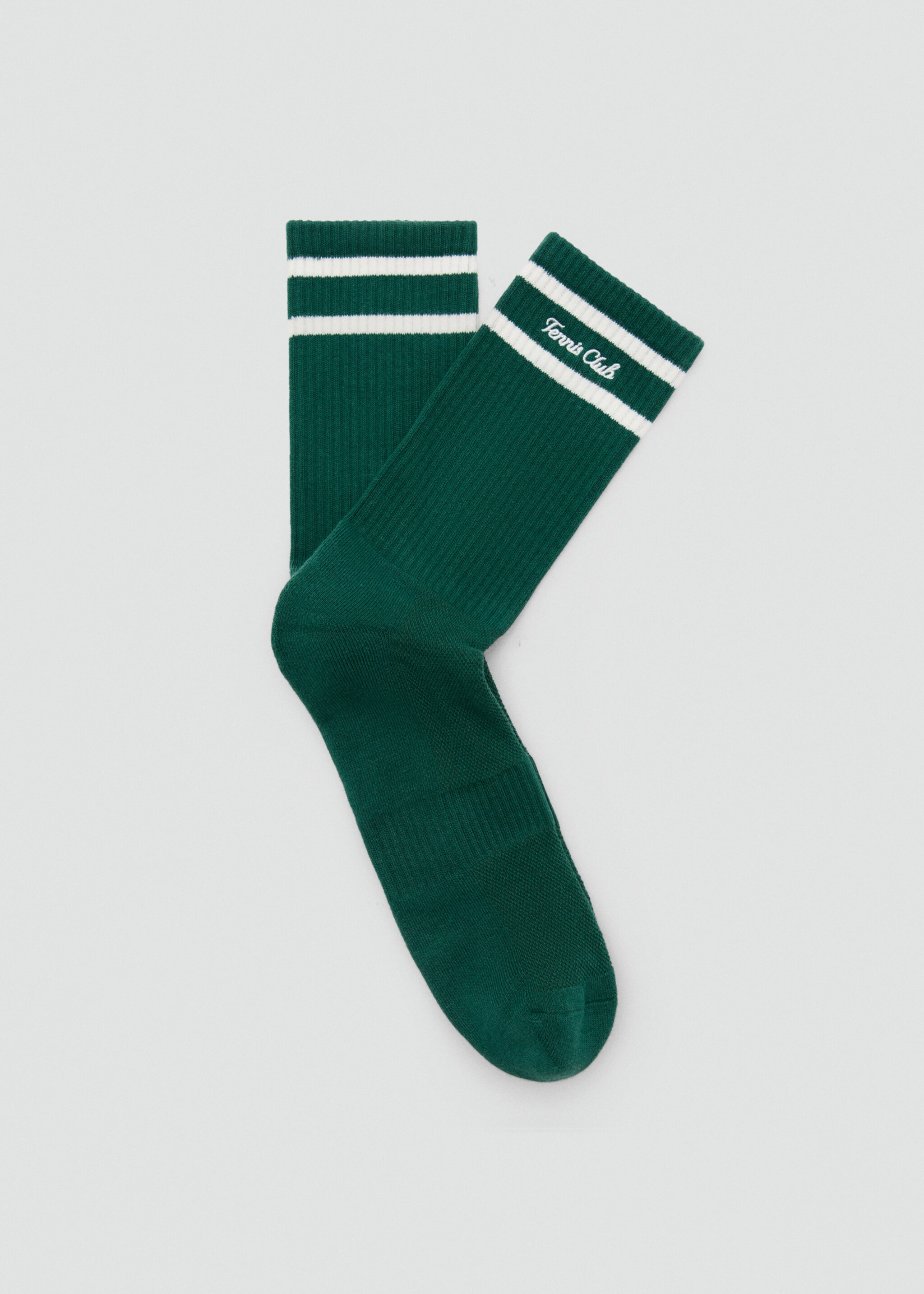 Striped socks with embroidered text - Article without model, Dark Green. Ref: 27047792-00.