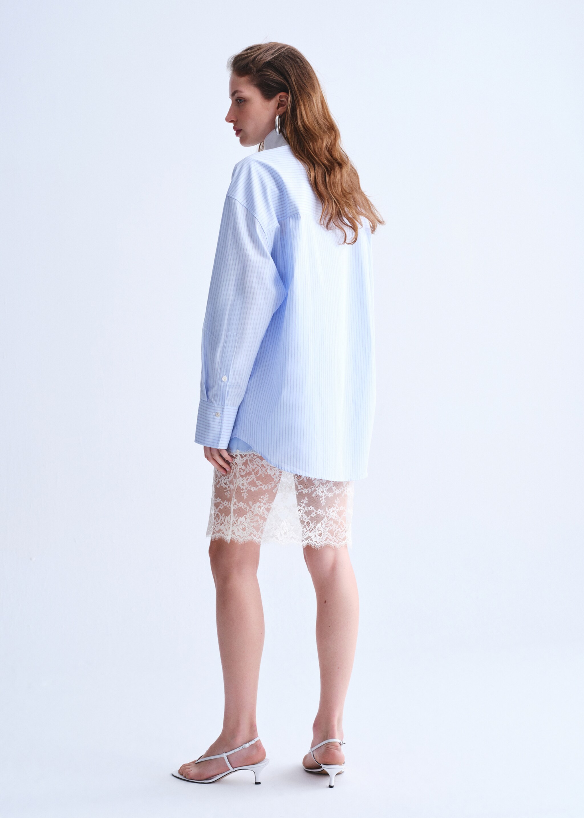 Poplin funnel neck shirt - Reverse of the article, Sky Blue. Ref: 27047796-00.