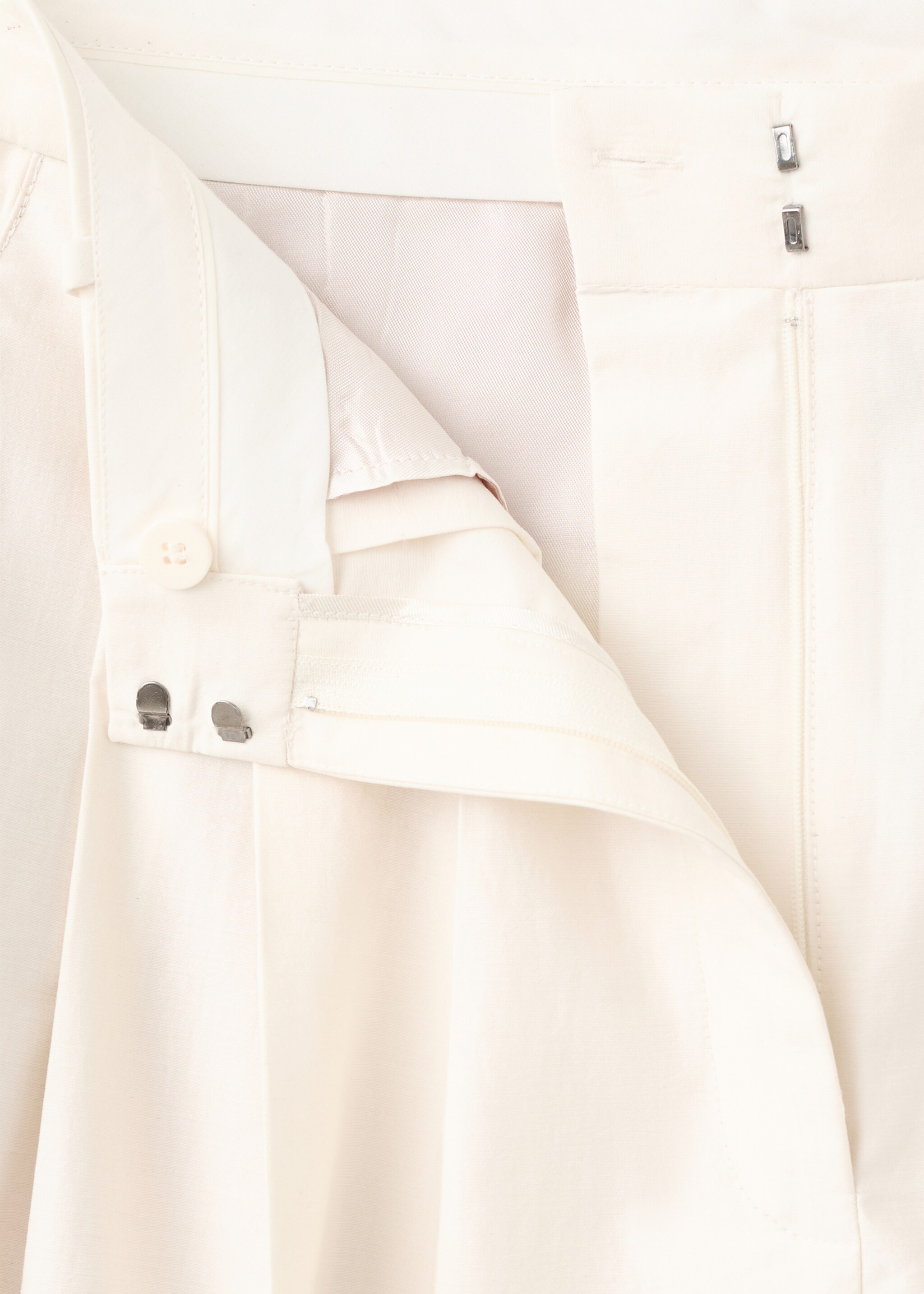 Straight cotton trousers with pleats - Details of the article 0, Ecru. Ref: 27047800-00.