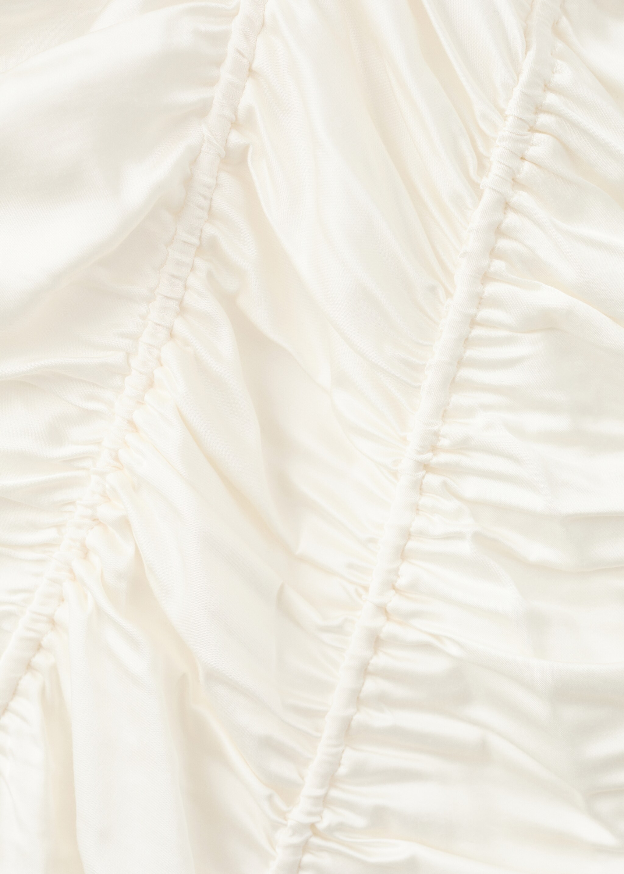 Satin dress with adjustable ruching - Details of the article 0, Ecru. Ref: 27047802-00.