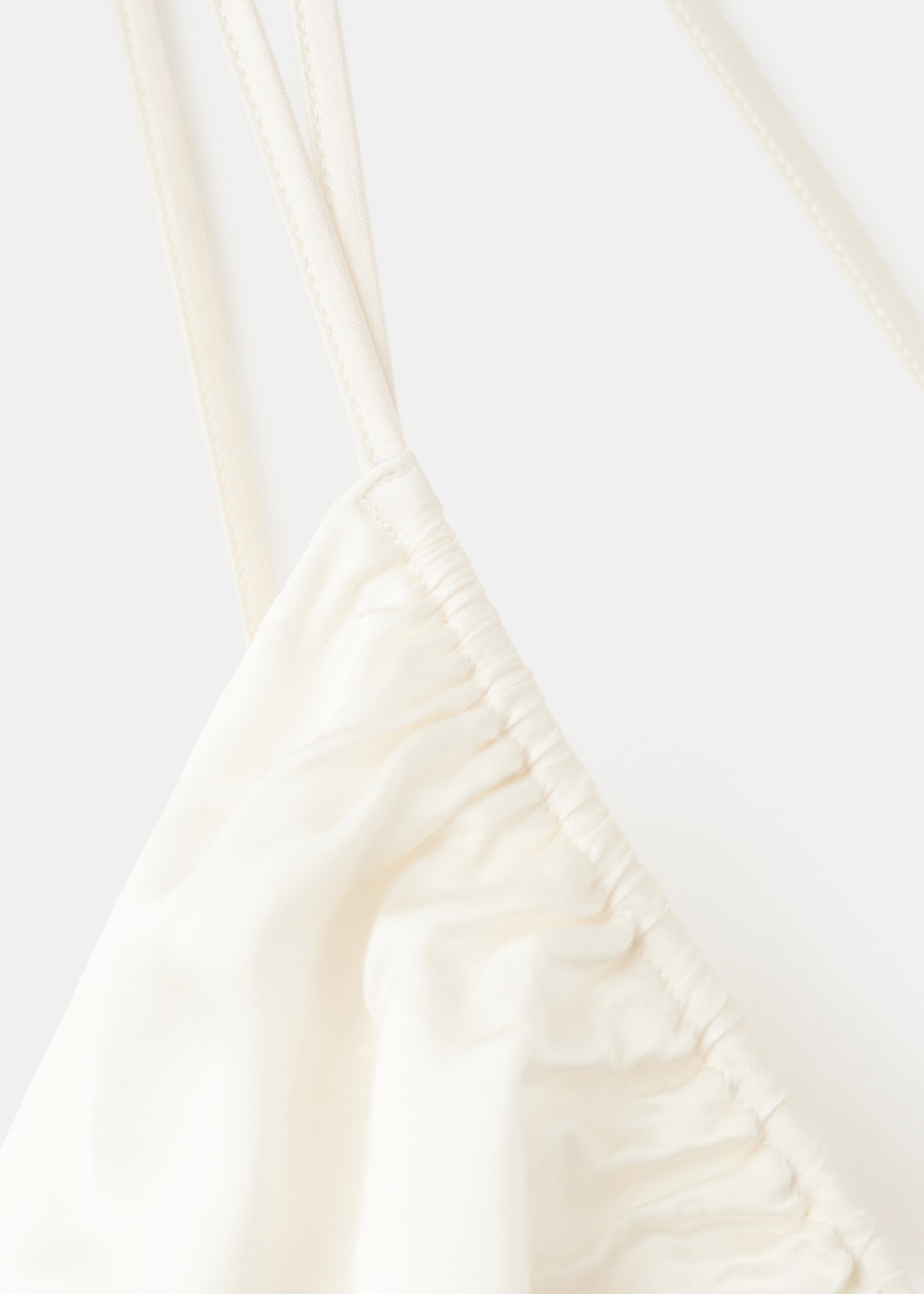 Satin dress with adjustable ruching - Details of the article 8, Ecru. Ref: 27047802-00.