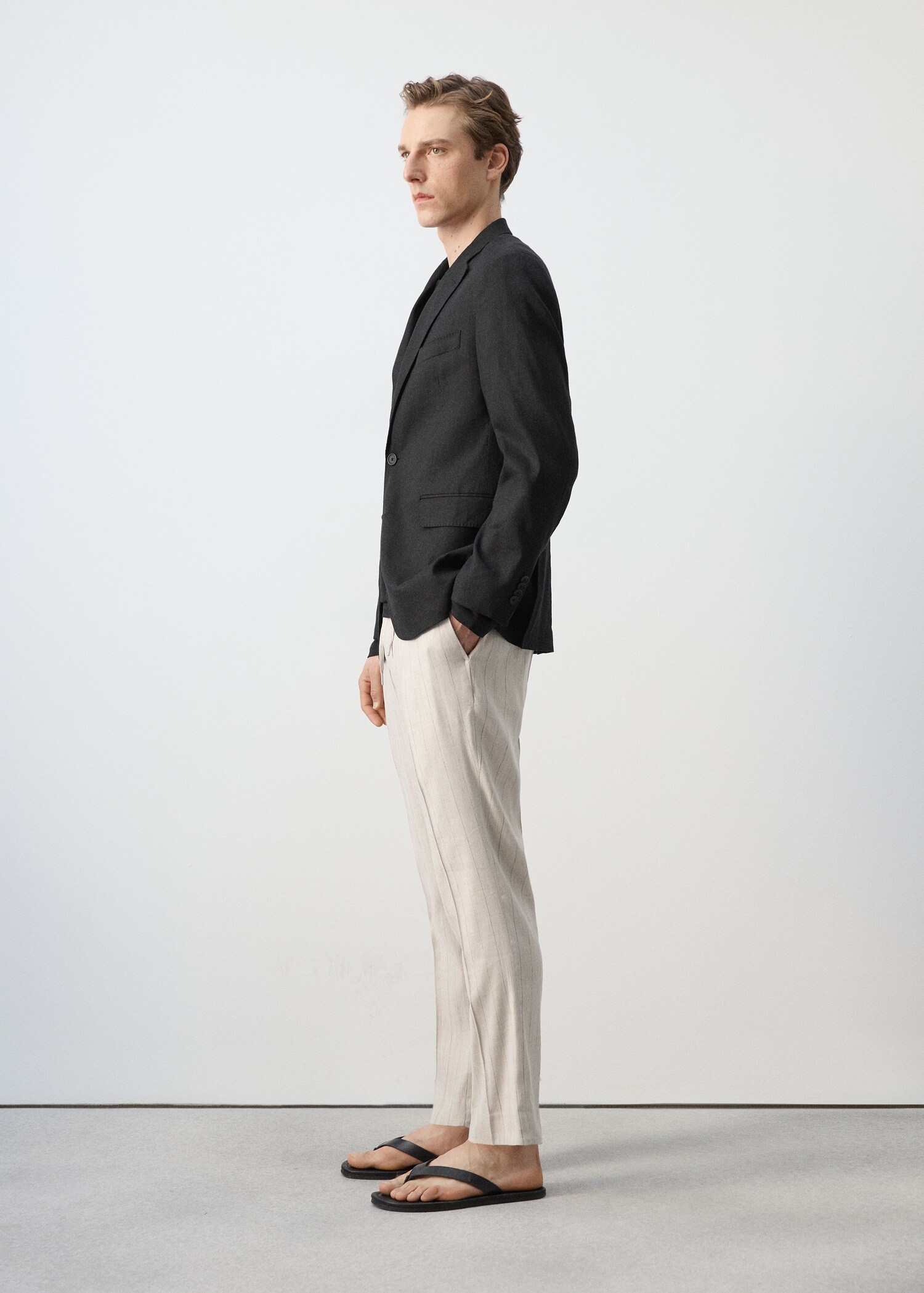 Pantalón slim fit lino cordón - Detalle del artículo 2